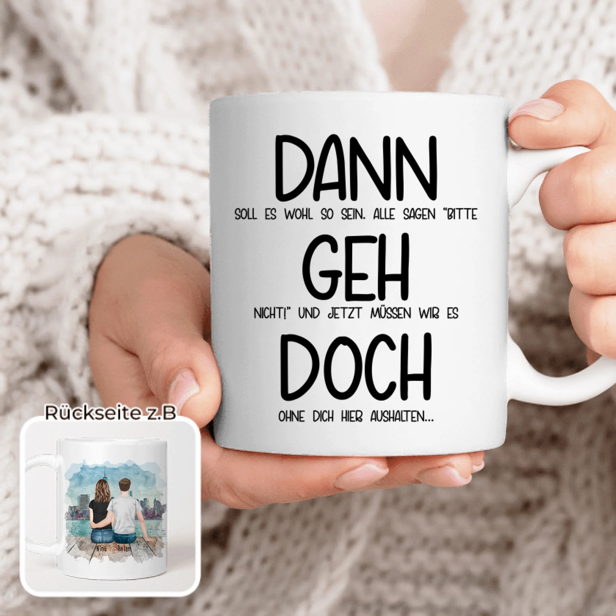 Personalisierte Tasse Kollegen (1 Frau + 1 Mann) - Abschiedsgeschenk