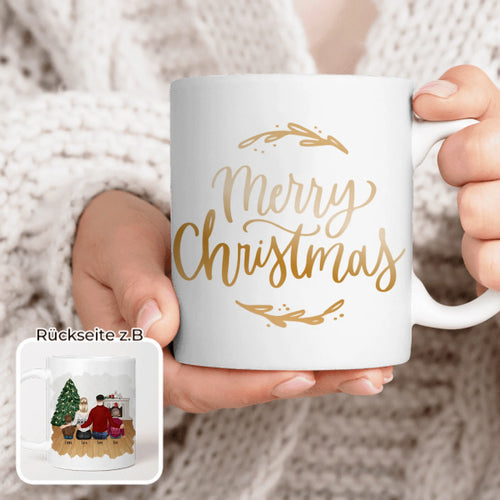Personalisierte Tasse mit Familie (2 Kinder/Babys) - Weihnachtstasse