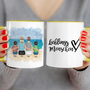 Personalisierte Tasse 2 Frauen + 2 Kinder