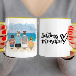 Personalisierte Tasse - 2 Frauen + 1 Kind + 1 Baby
