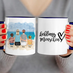 Personalisierte Tasse - 2 Frauen + 1 Kind + 1 Baby