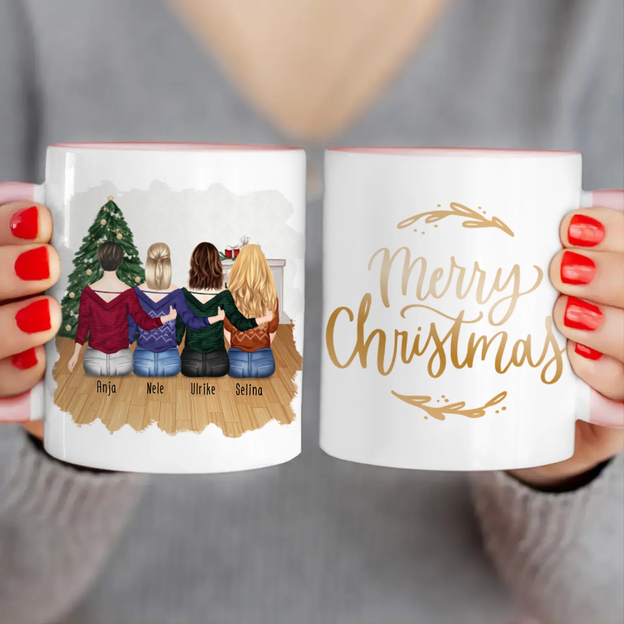 Personalisierte Tasse für Beste Freundinnen (4 Freundinnen) - Weihnachtstasse