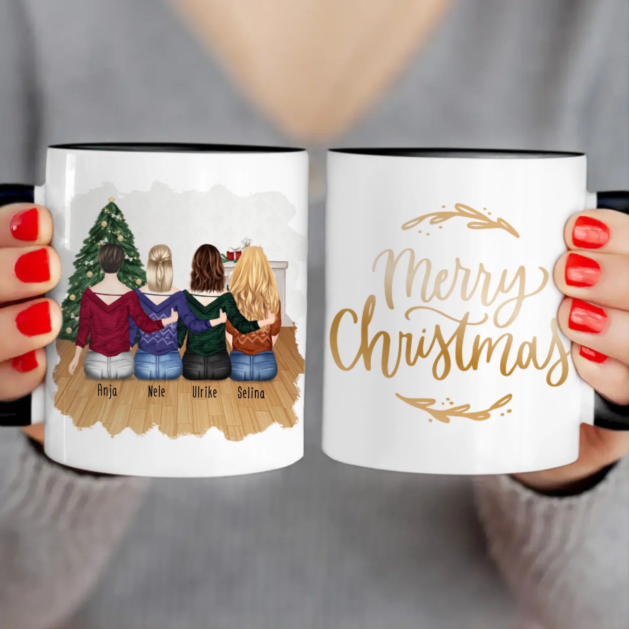 Personalisierte Tasse für Beste Freundinnen (4 Freundinnen) - Weihnachtstasse