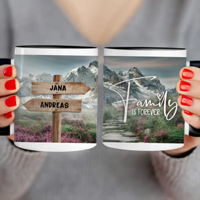 Personalisierte Wegweiser Tasse mit euren Namen