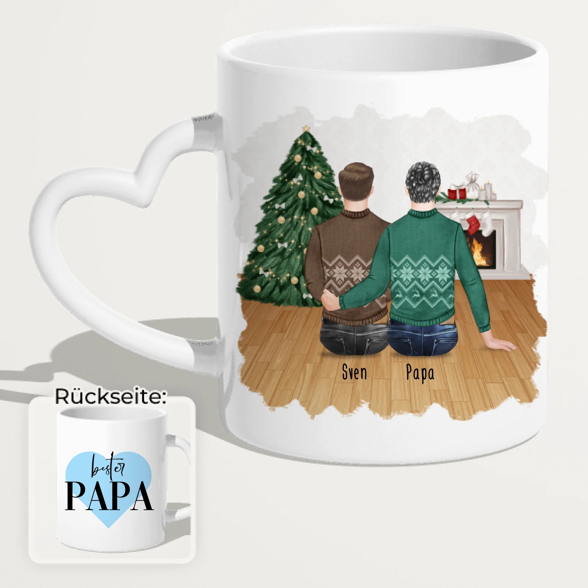 Personalisierte Tasse mit Vater/Sohn (1 Sohn) - Weihnachtstasse