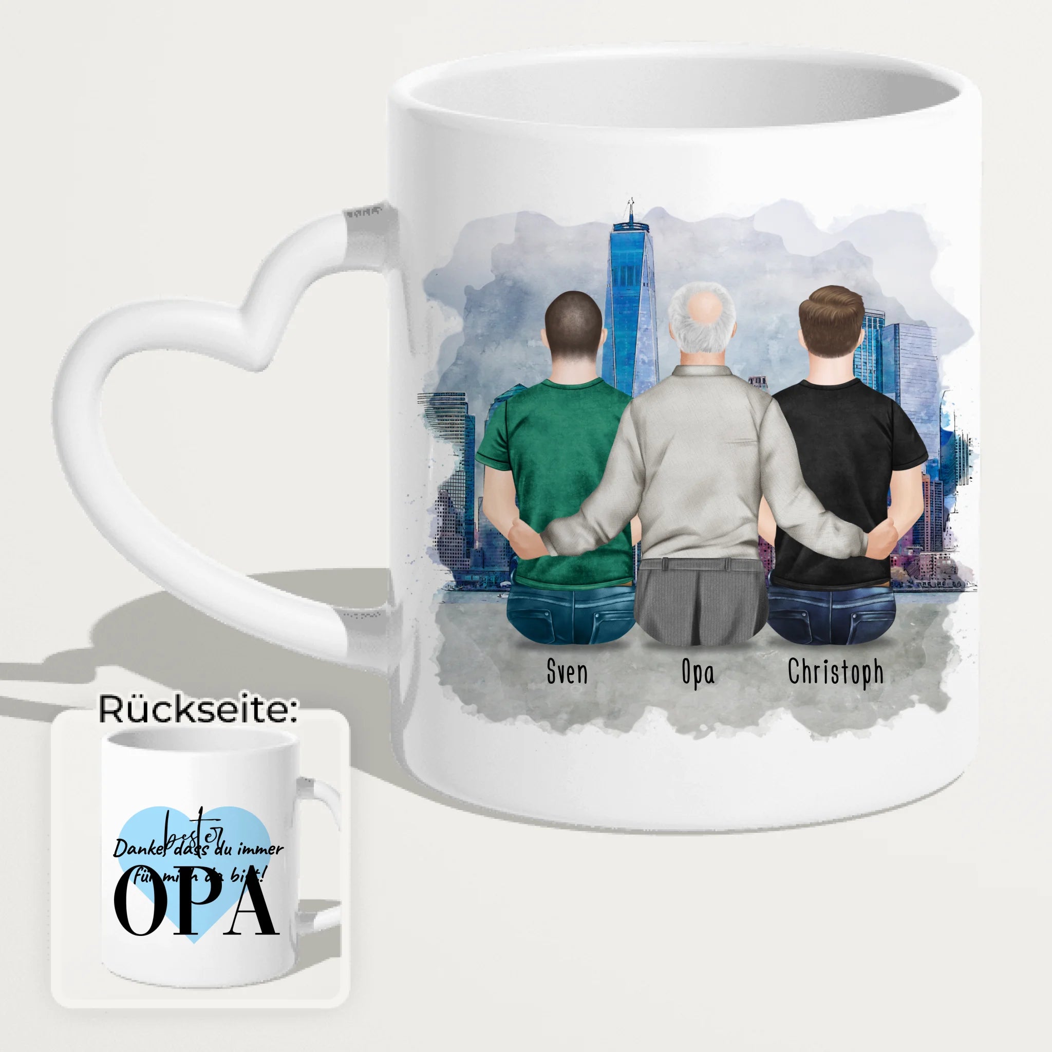 Personalisierte Tasse für Opa (2 Männer + 1 Opa)