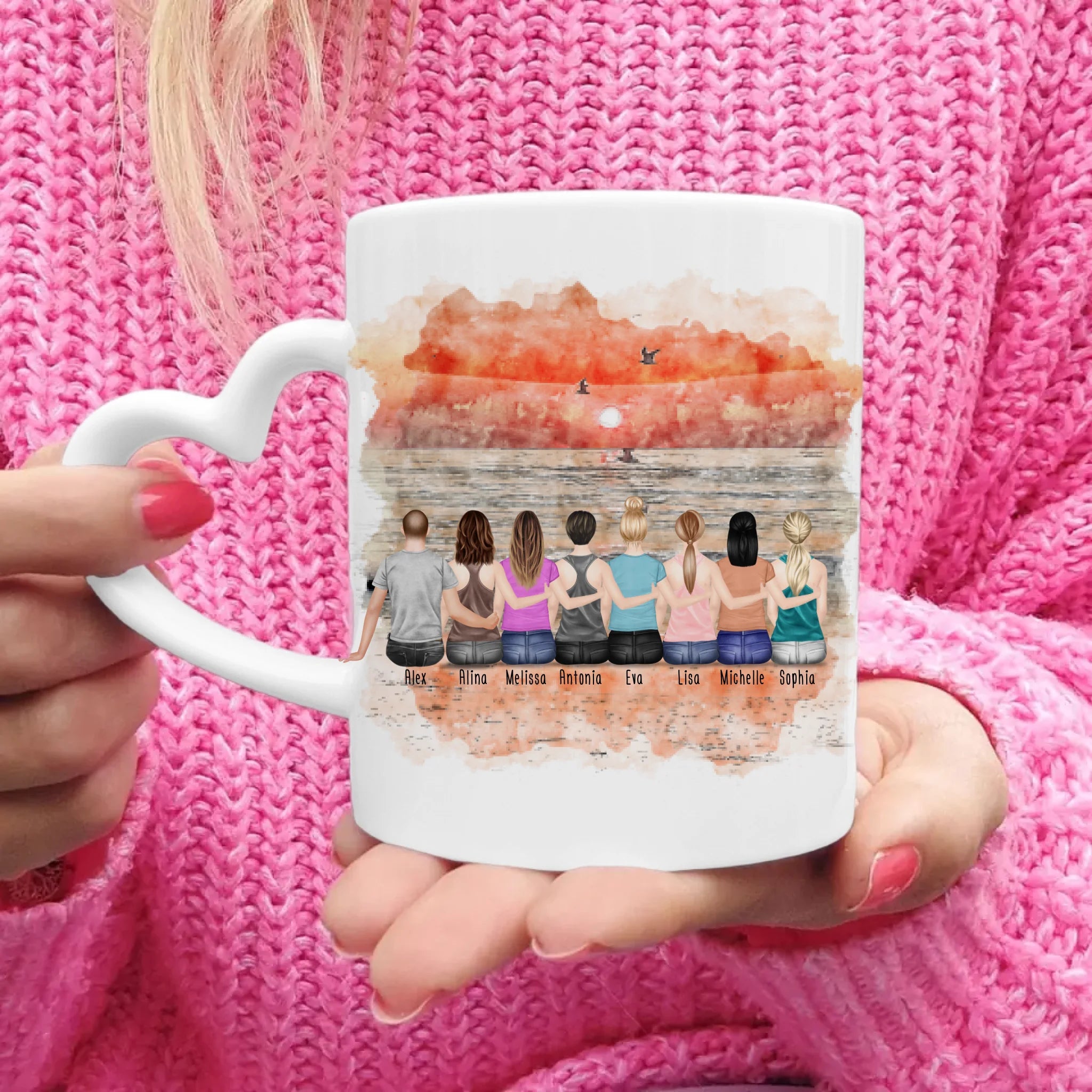 Personalisierte Tasse Kollegen (7 Frauen +  1 Mann) - Abschiedsgeschenk