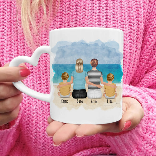 Personalisierte Tasse - 2 Frauen + 2 Babys