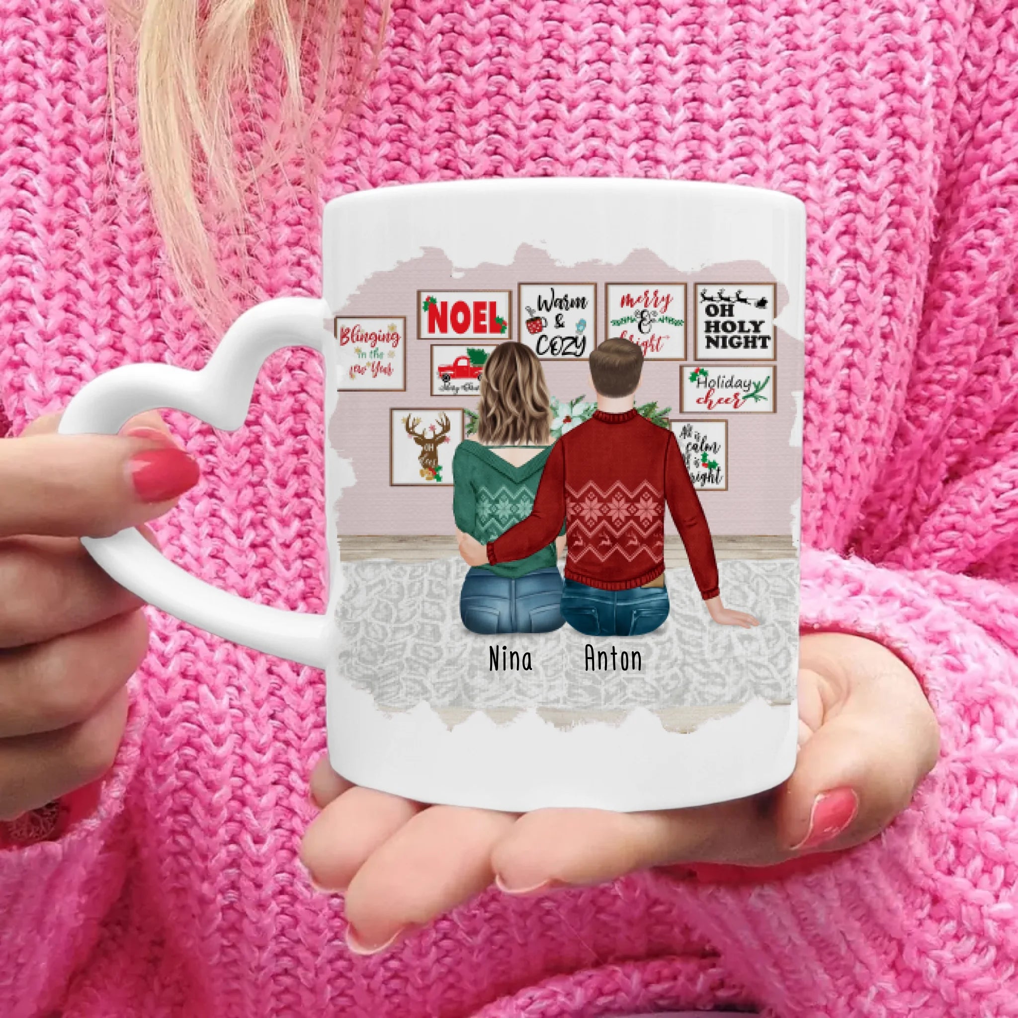 Personalisierte Tasse - Beste Freunde (1 Frau + 1 Mann) - Weihnachtstasse