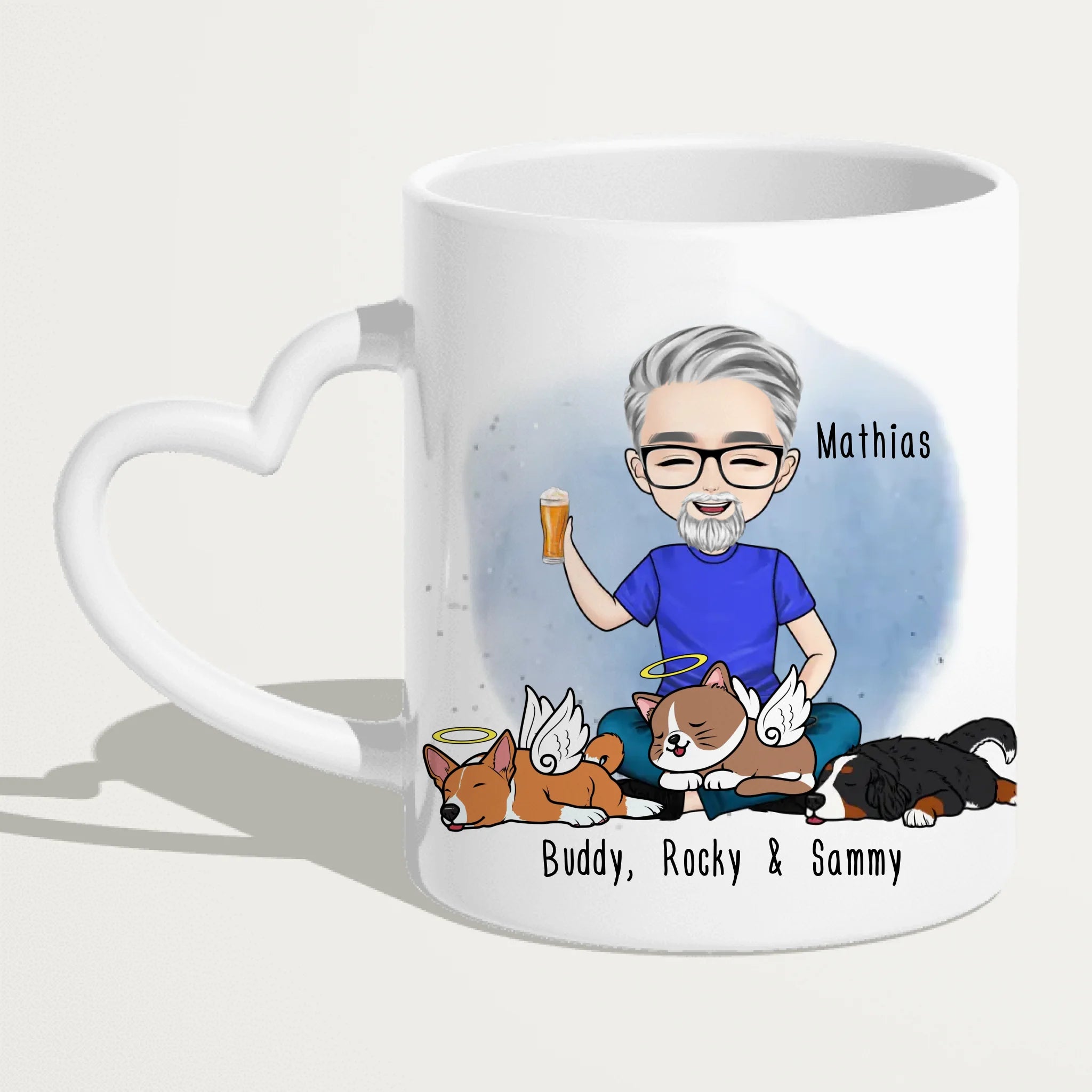 Personalisierte Tasse Hundepapa/Katzenpapa/Tierpapa (1-8 Hunde/Katzen)