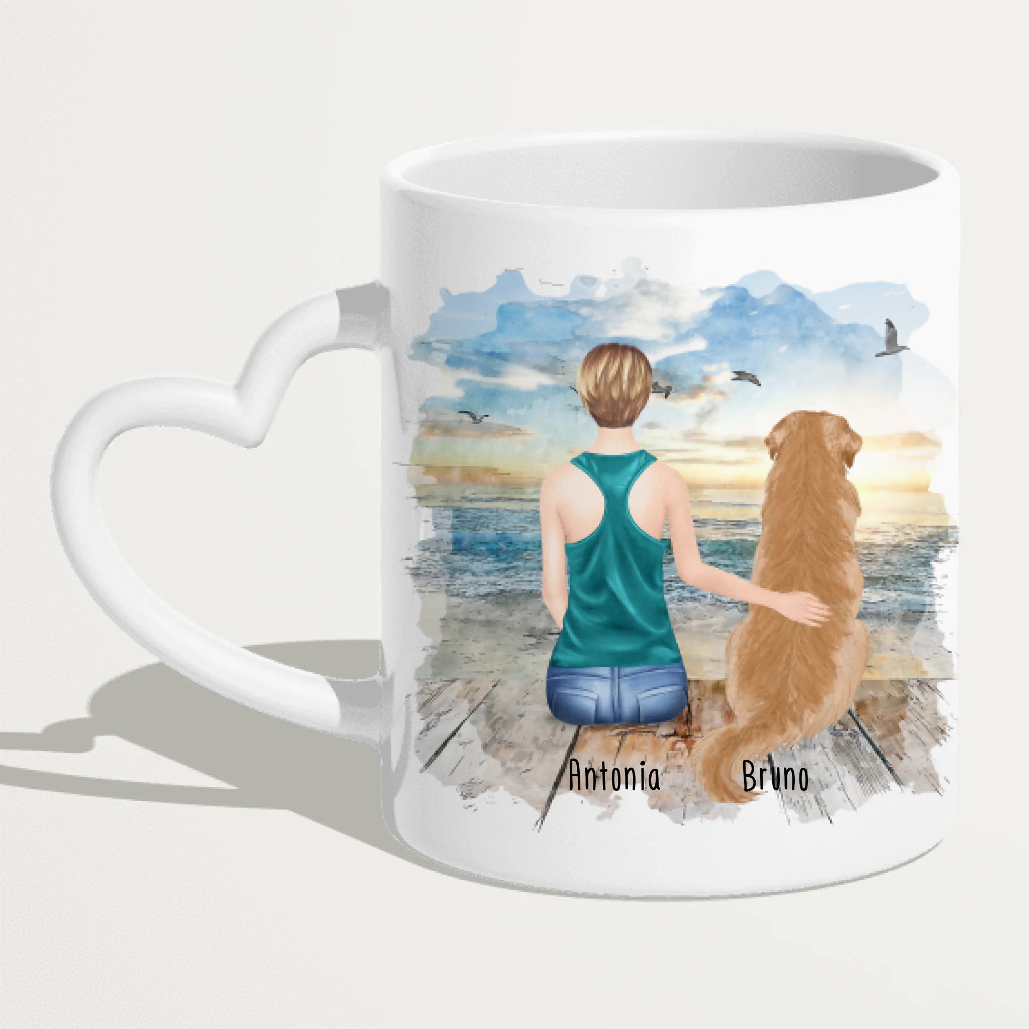 Personalisierte Tasse - 1 Frau + 1 Hund