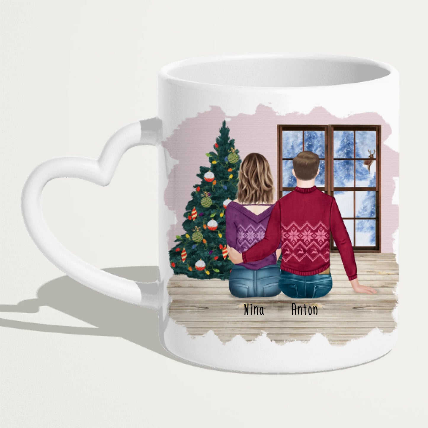 Personalisierte Tasse mit Bruder/Schwester (1 Schwester + 1 Bruder) - Weihnachtstasse