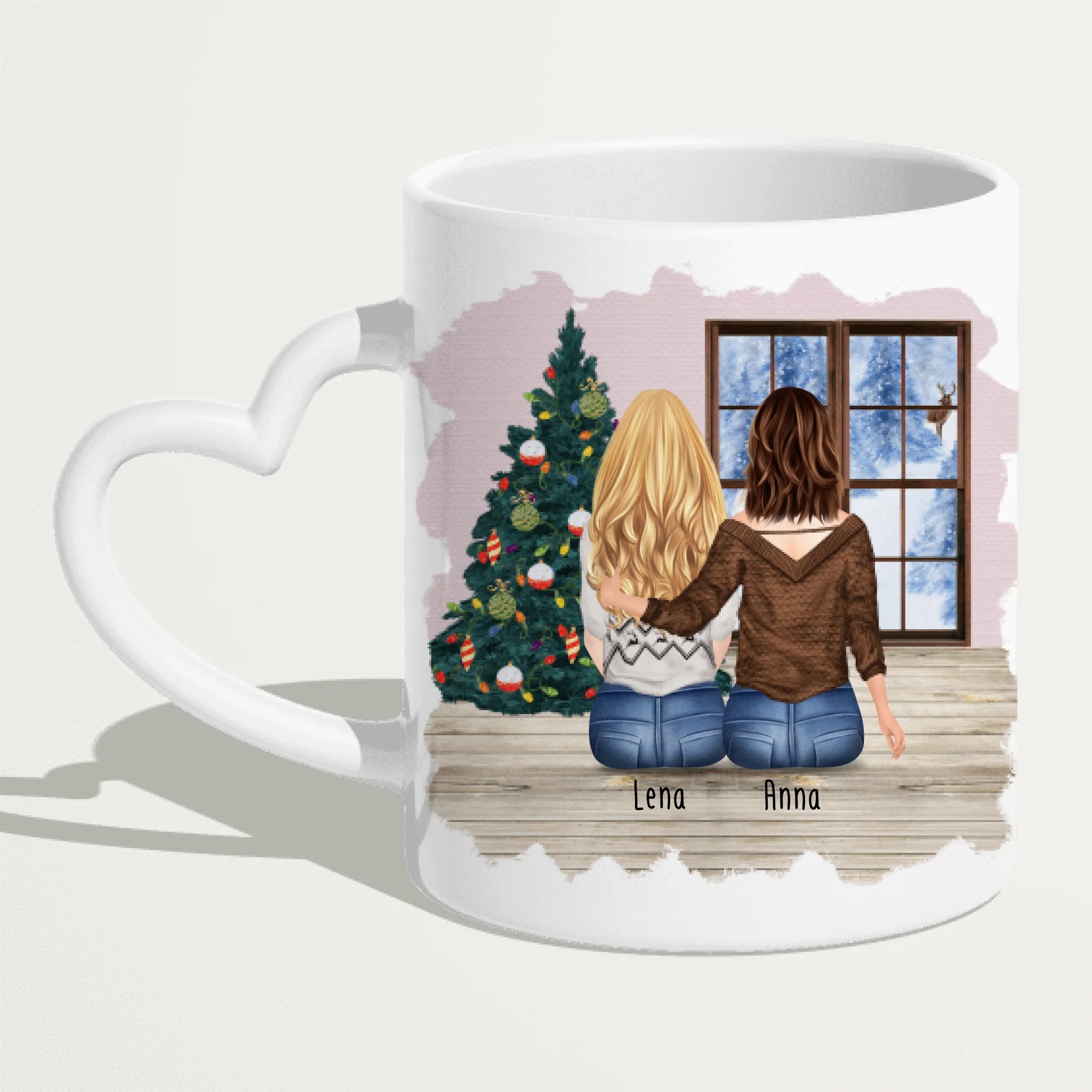 Personalisierte Tasse für Schwestern (2 Schwestern) - Weihnachtstasse