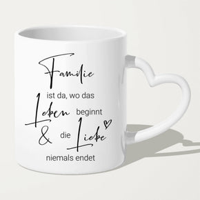 Personalisierte Tasse mit Familie + 1 Hund (2 Babys)