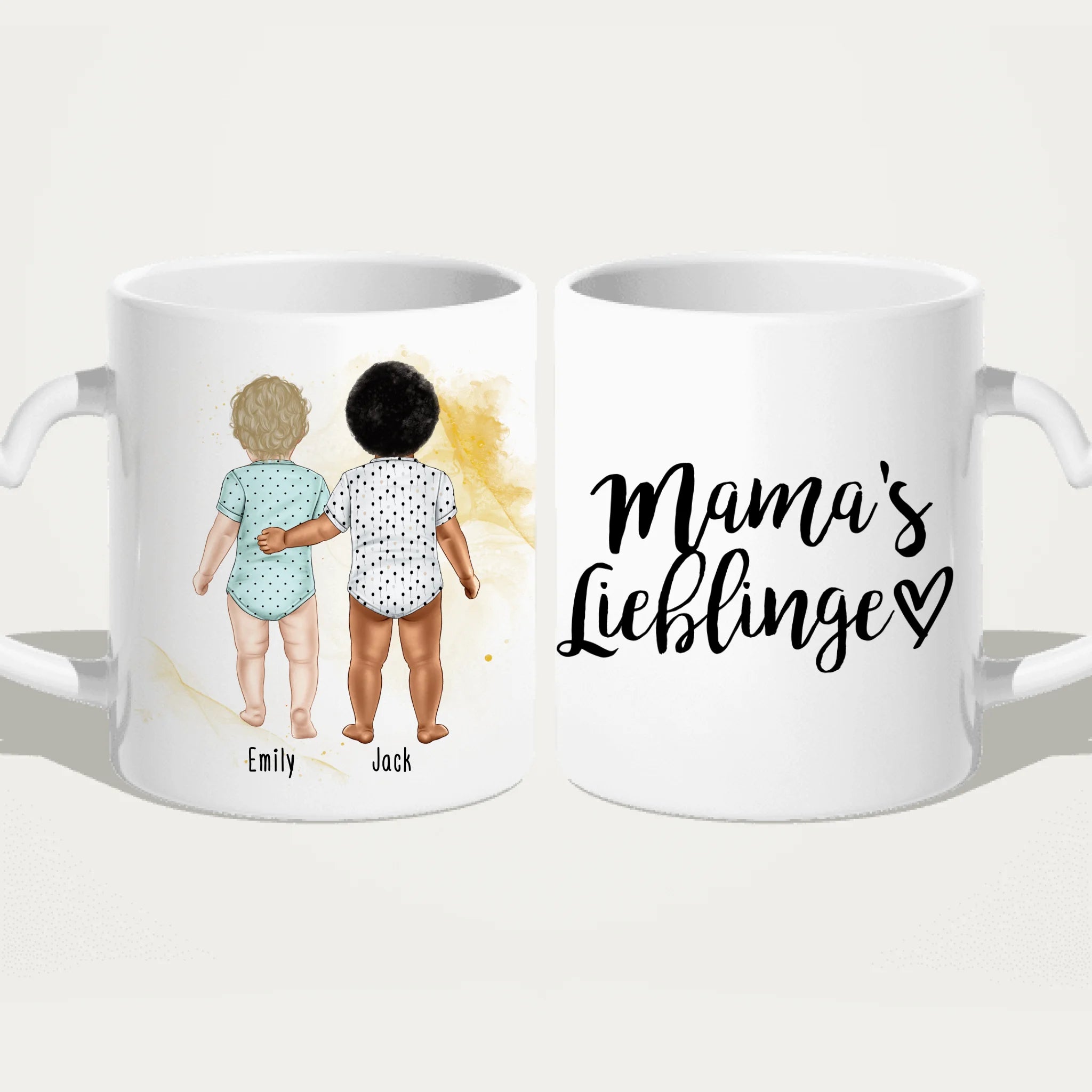 Personalisierte Tasse mit 2 Babys (stehend)