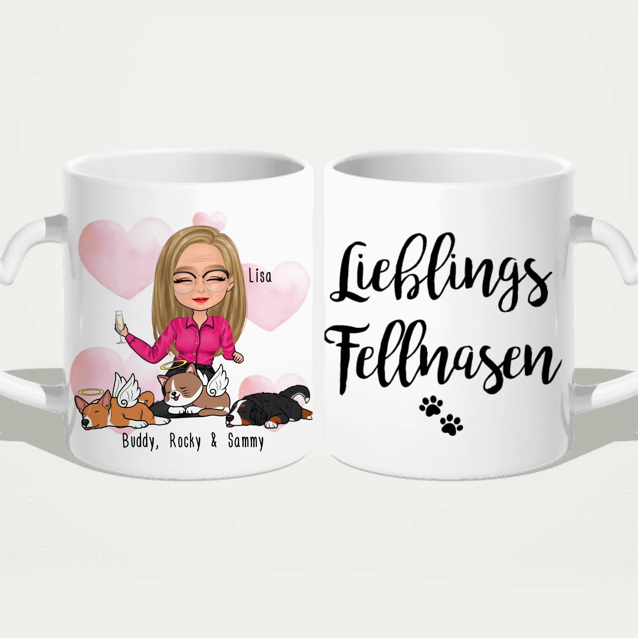 Personalisierte Tasse Hundemama/Katzenmama/Tiermama (1-8 Hunde/Katzen)