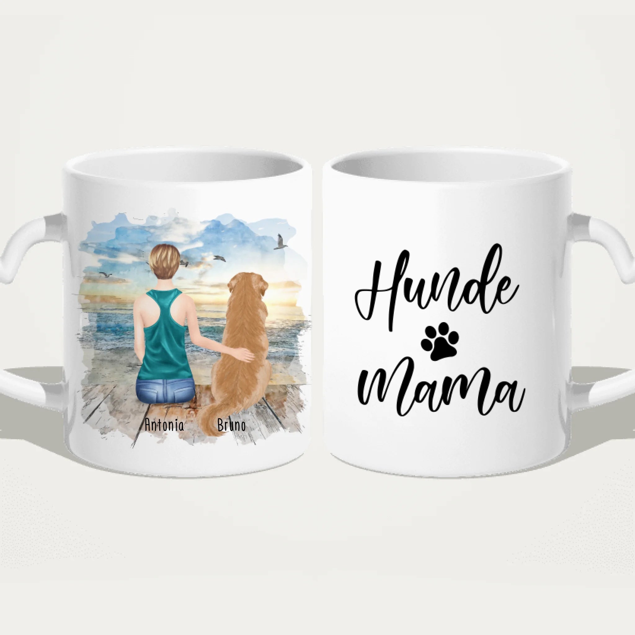 Personalisierte Tasse - 1 Frau + 1 Hund