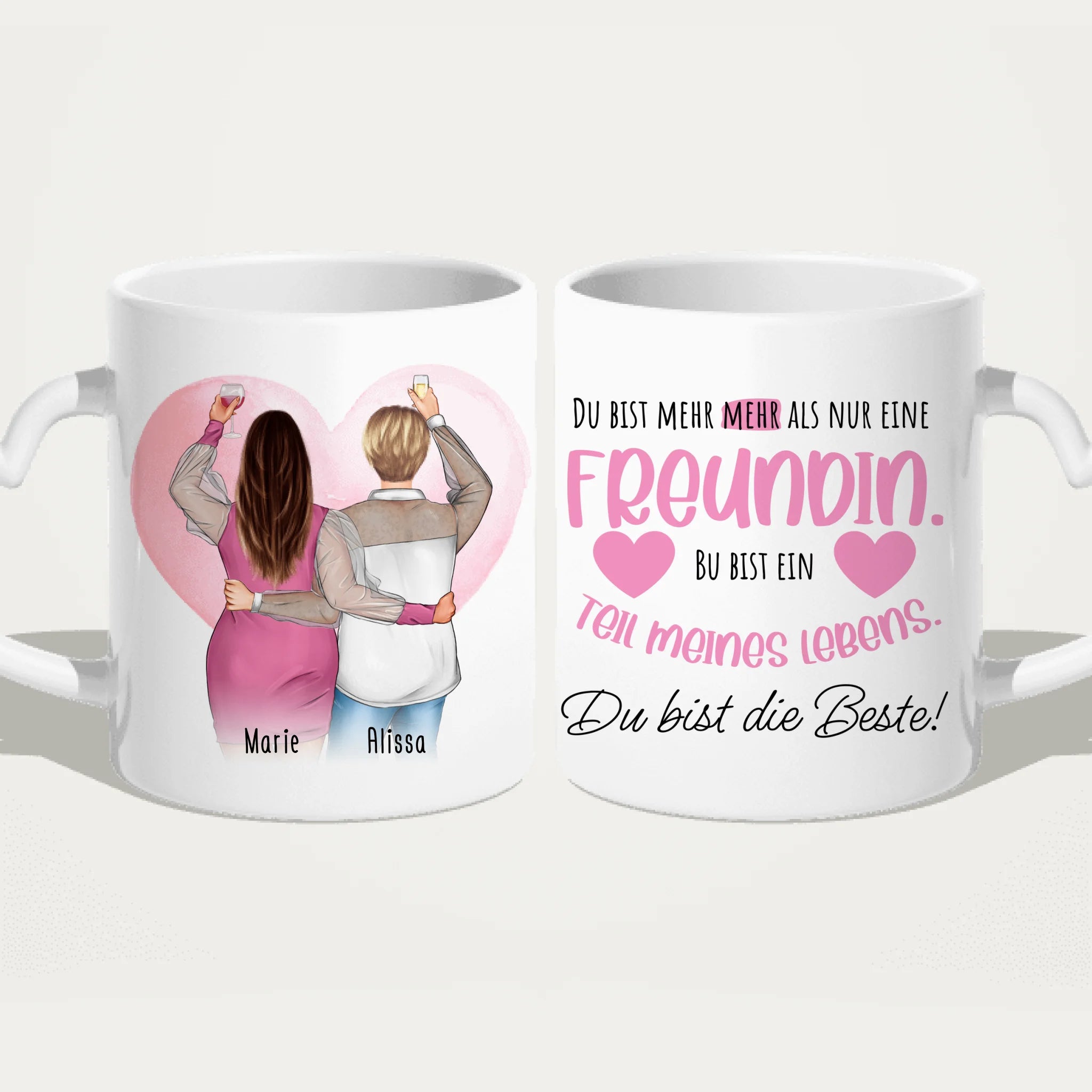 Personalisierte Tasse Beste Freundin (2 Freundinnen) (Plus Size)