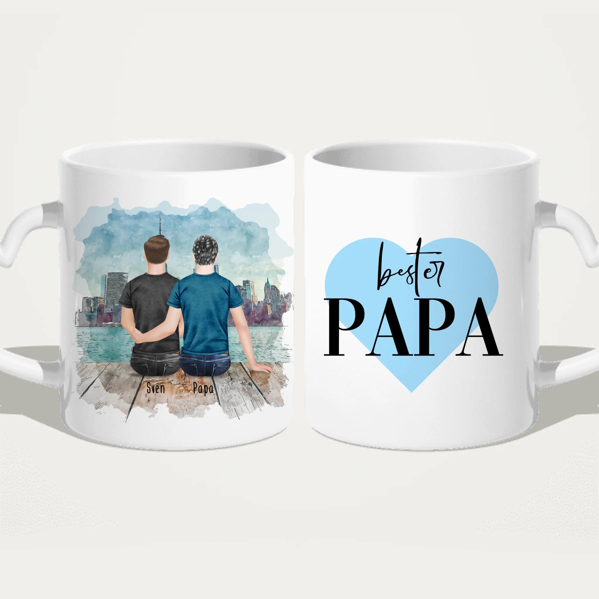 Personalisierte Tasse mit Vater/Sohn (1 Sohn)