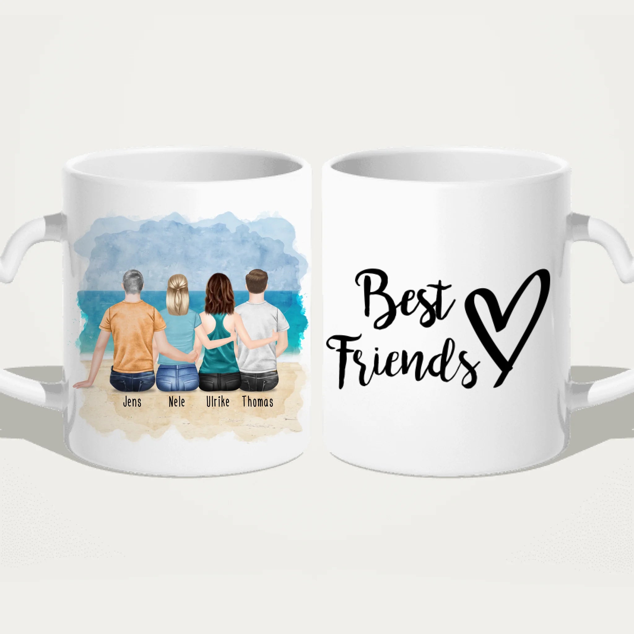 Personalisierte Tasse - Beste Freunde (2 Frauen + 2 Männer)