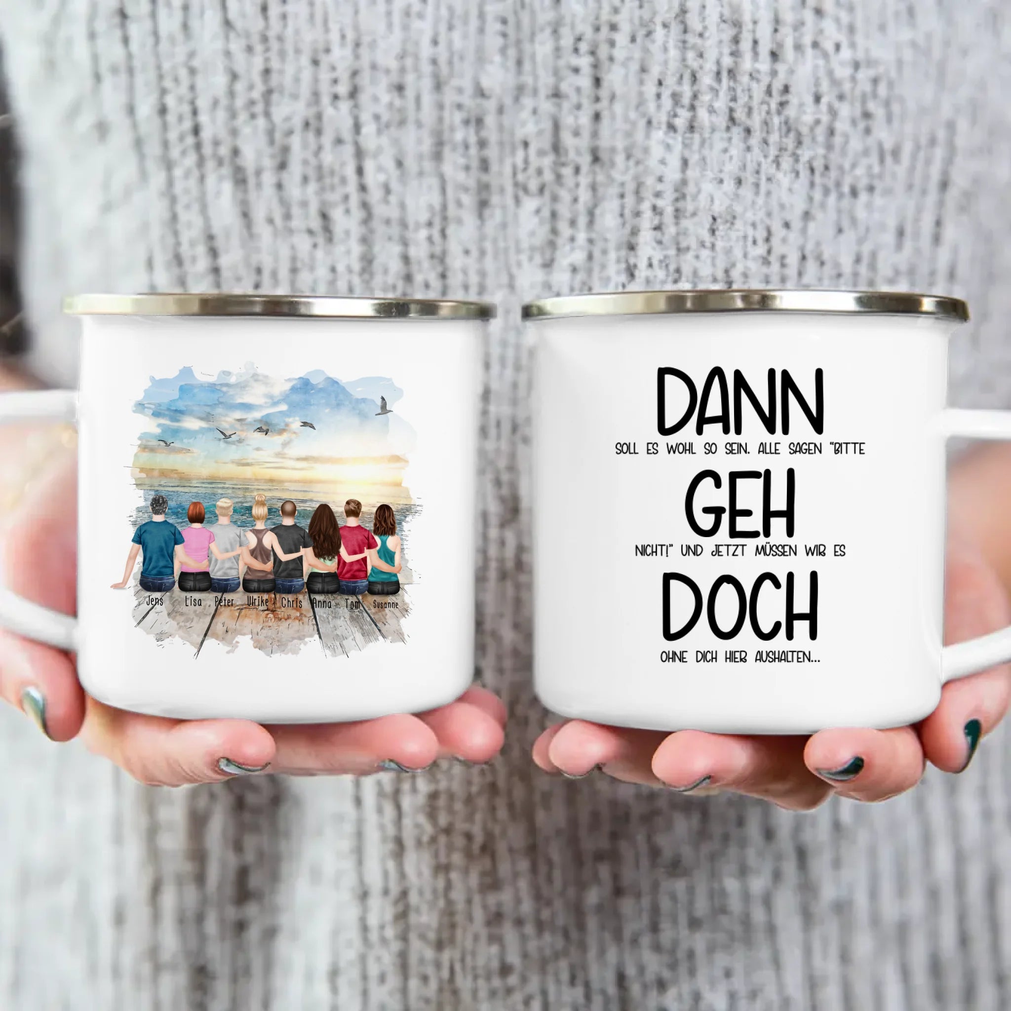 Personalisierte Tasse Kollegen (4 Frauen + 4 Männer) - Abschiedsgeschenk
