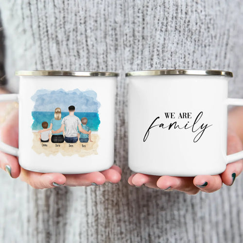 Personalisierte Tasse mit Familie (2 Kinder/Babys)