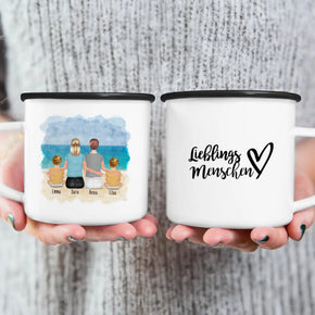 Personalisierte Tasse - 2 Frauen + 2 Babys