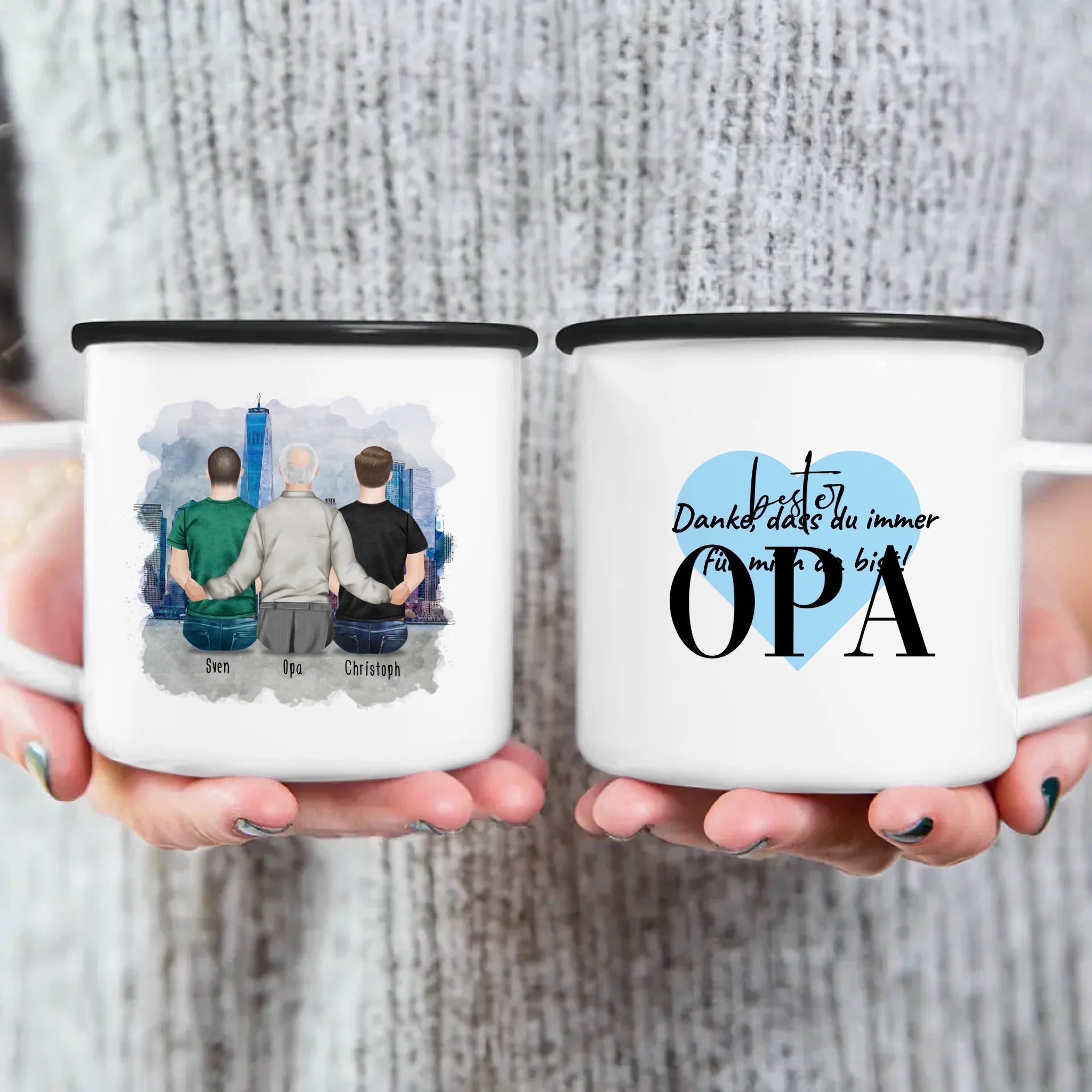 Personalisierte Tasse für Opa (2 Männer + 1 Opa)