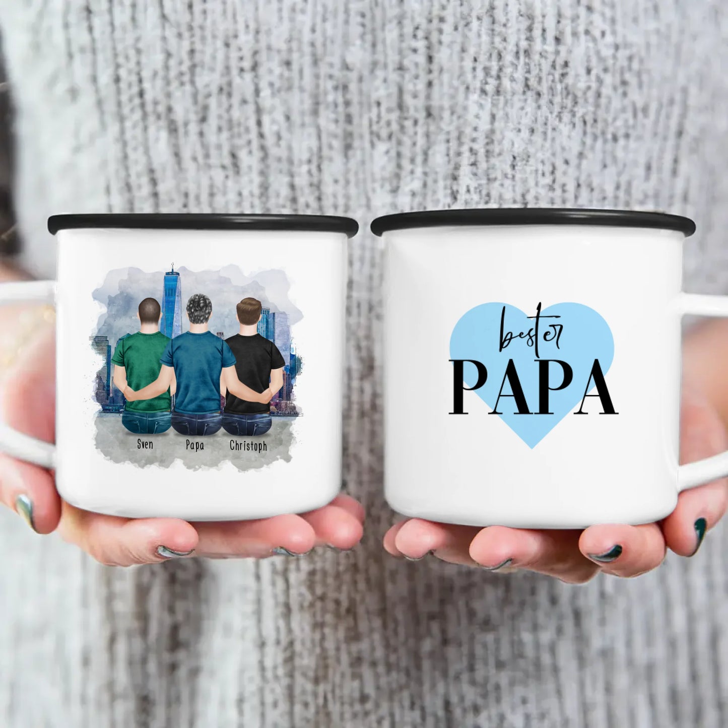 Personalisierte Tasse mit Vater/Sohn (2 Söhne)