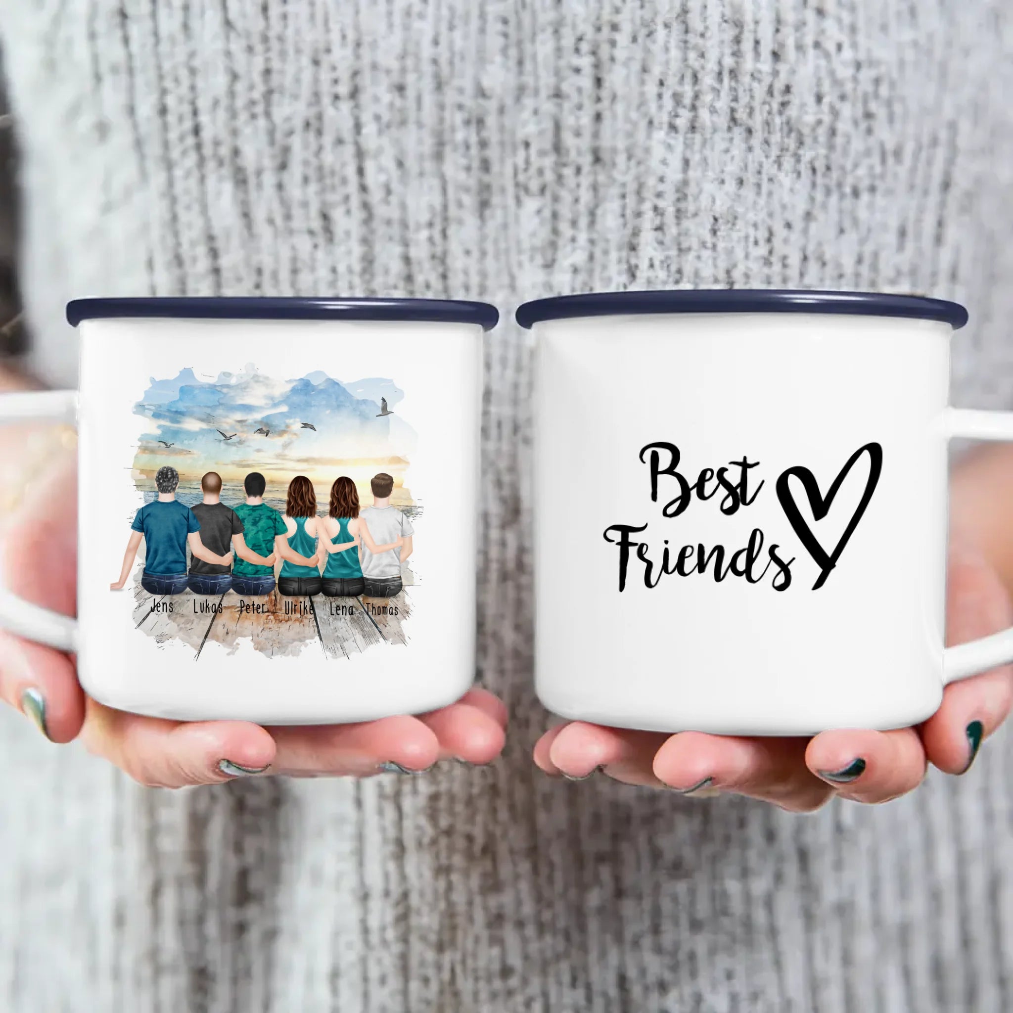 Personalisierte Tasse - Beste Freunde (2 Frauen + 4 Männer)
