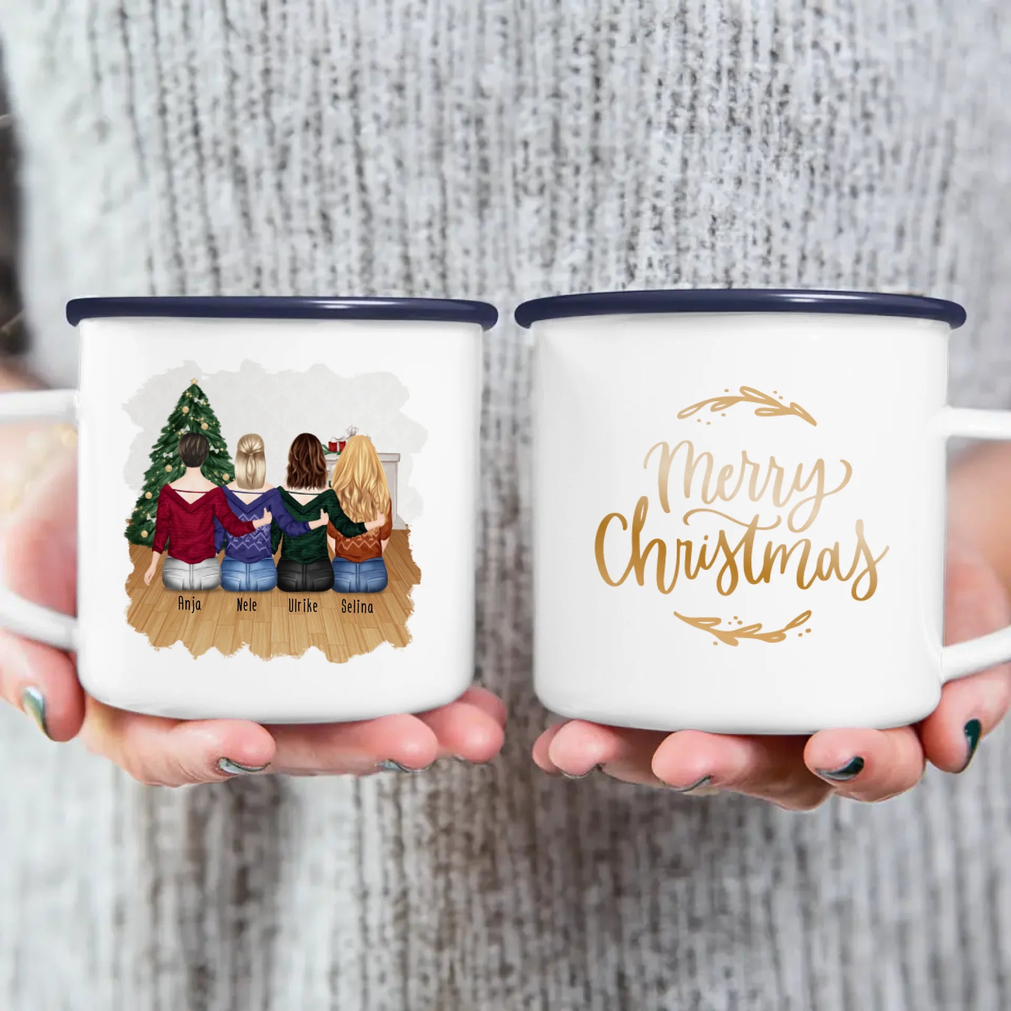 Personalisierte Tasse für Beste Freundinnen (4 Freundinnen) - Weihnachtstasse