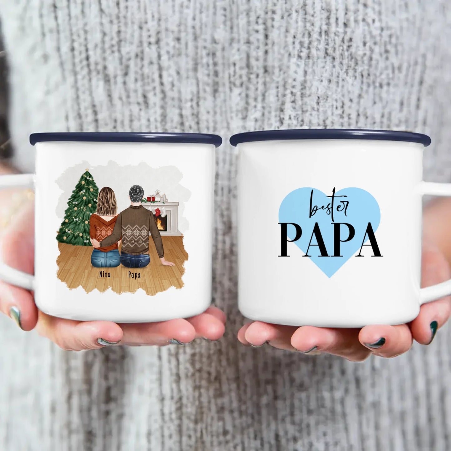 Personalisierte Tasse mit Vater/Tochter (1 Tochter) - Weihnachtstasse