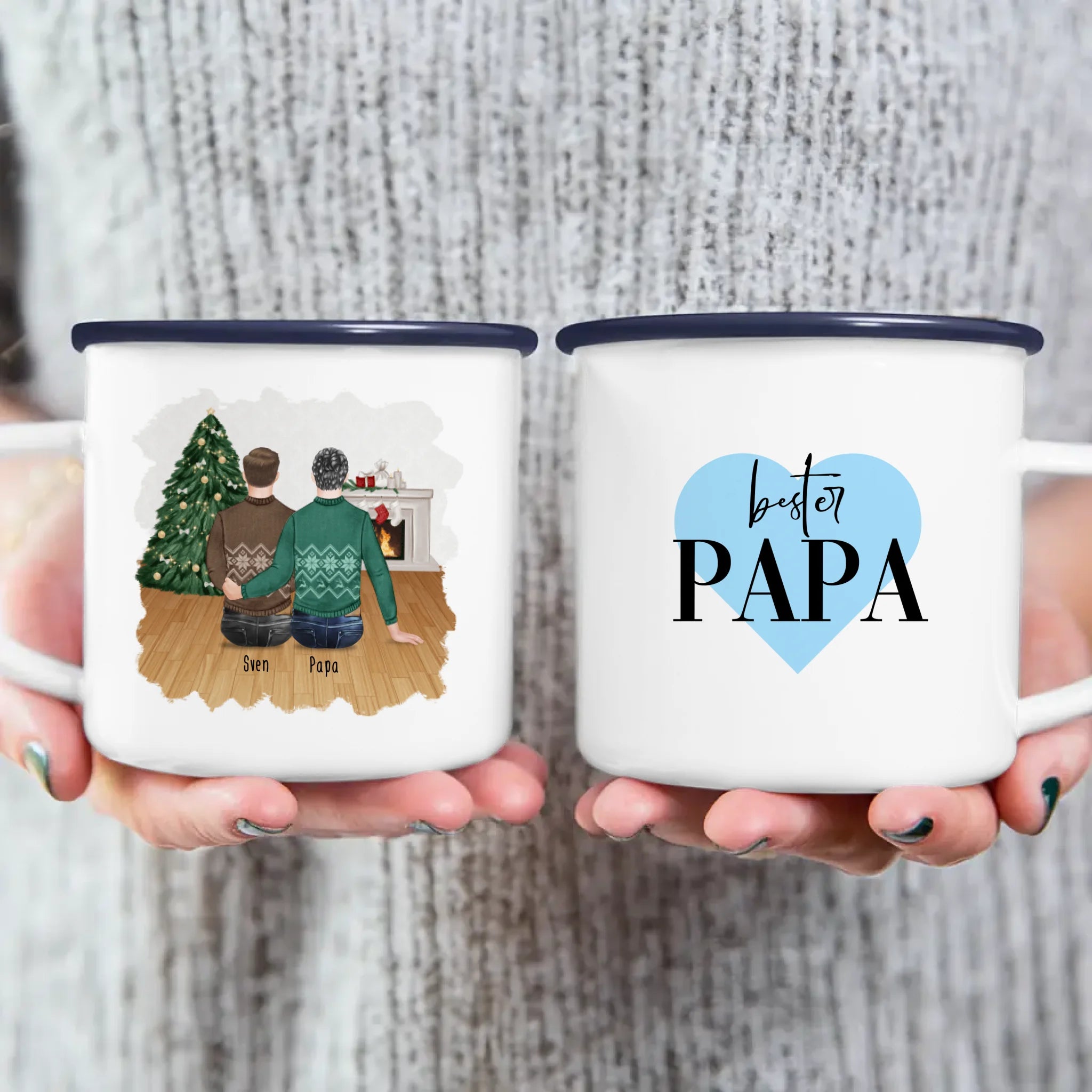 Personalisierte Tasse mit Vater/Sohn (1 Sohn) - Weihnachtstasse