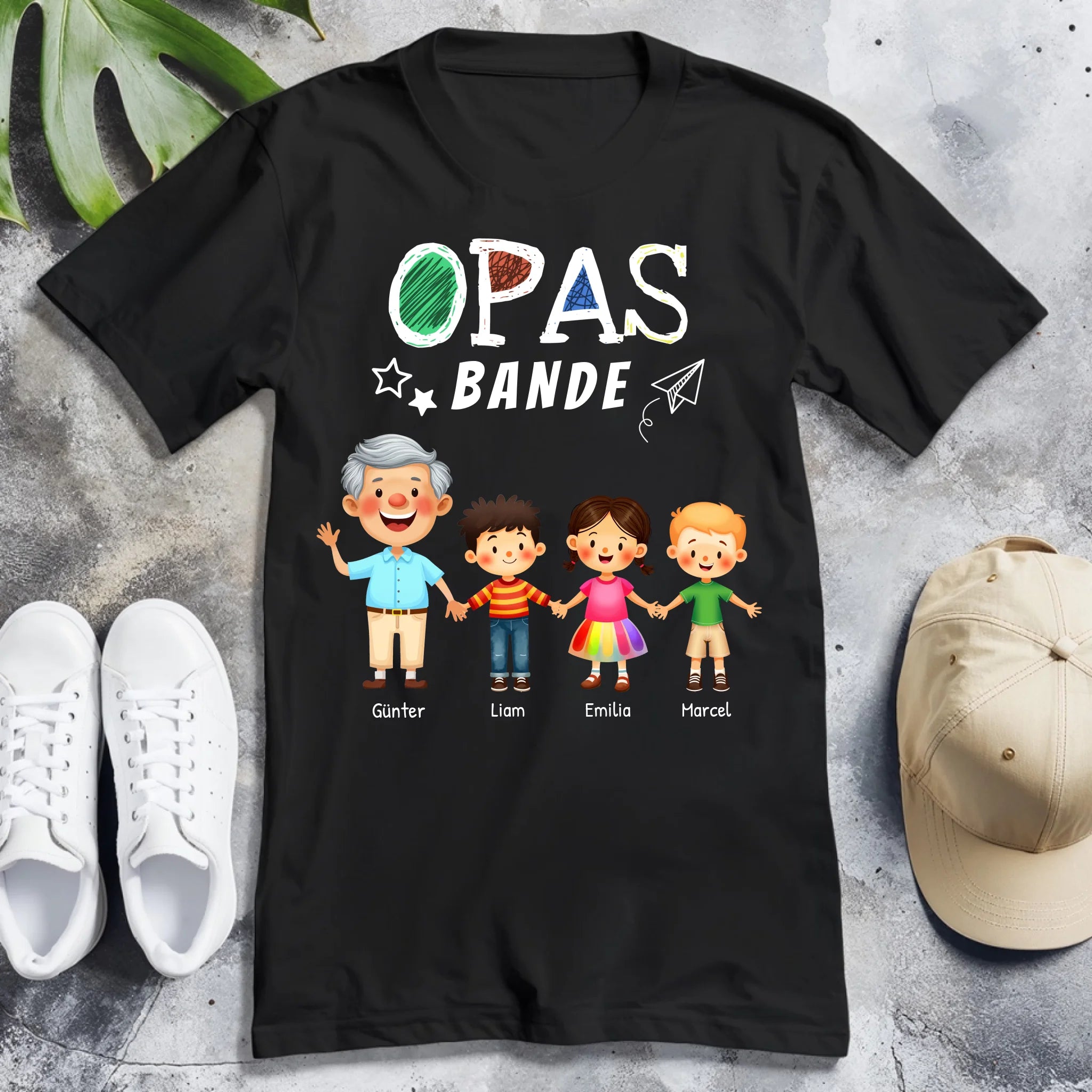 Personalisiertes T-Shirt - Opas Bande mit 1-8 Enkelkindern
