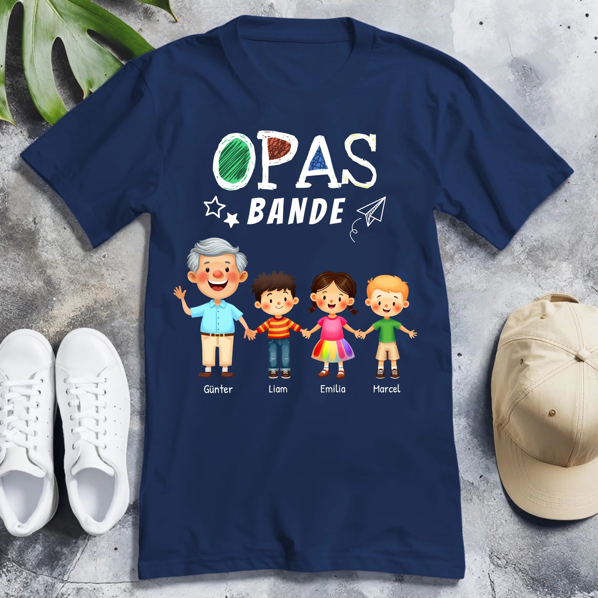 Personalisiertes T-Shirt - Opas Bande mit 1-8 Enkelkindern