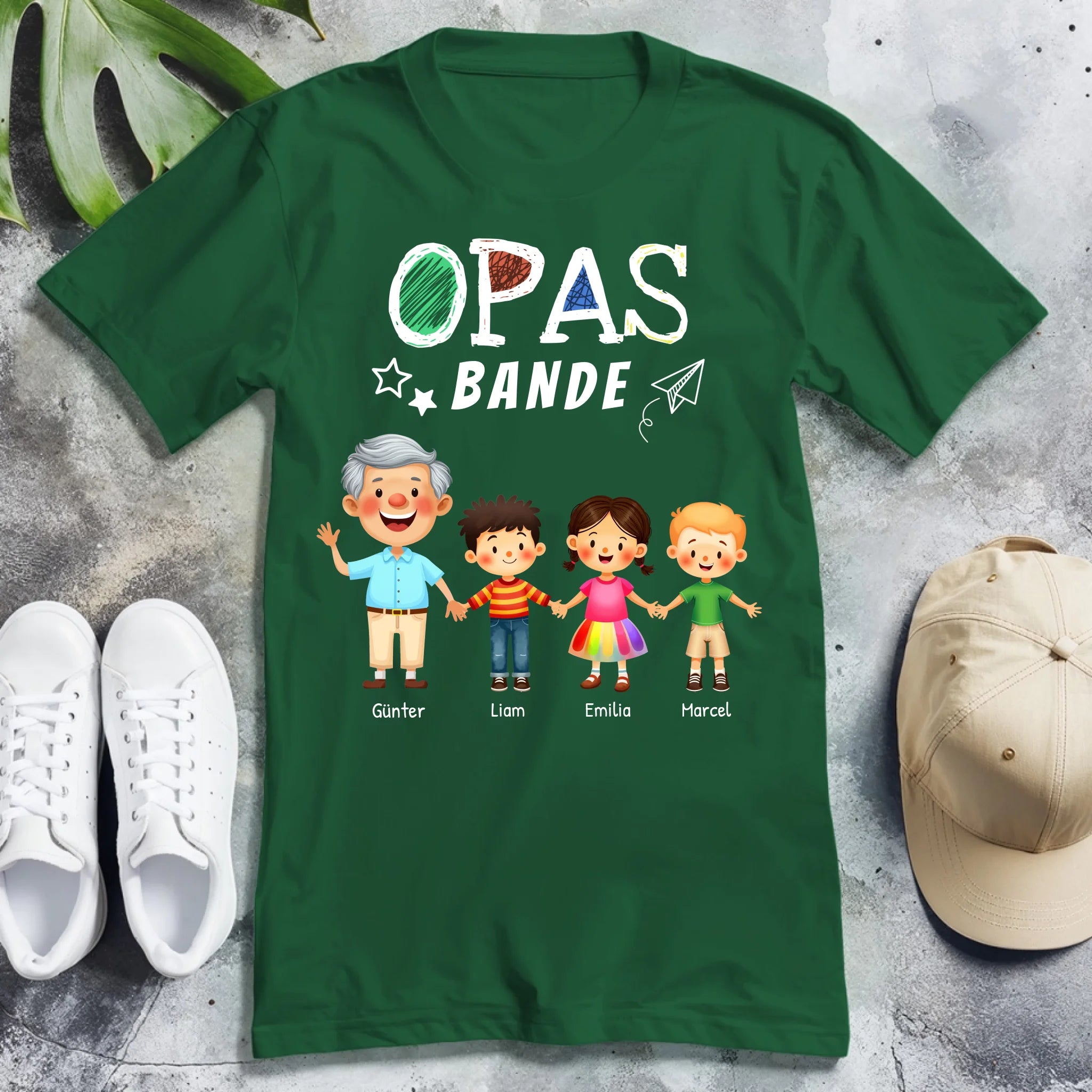 Personalisiertes T-Shirt - Opas Bande mit 1-8 Enkelkindern