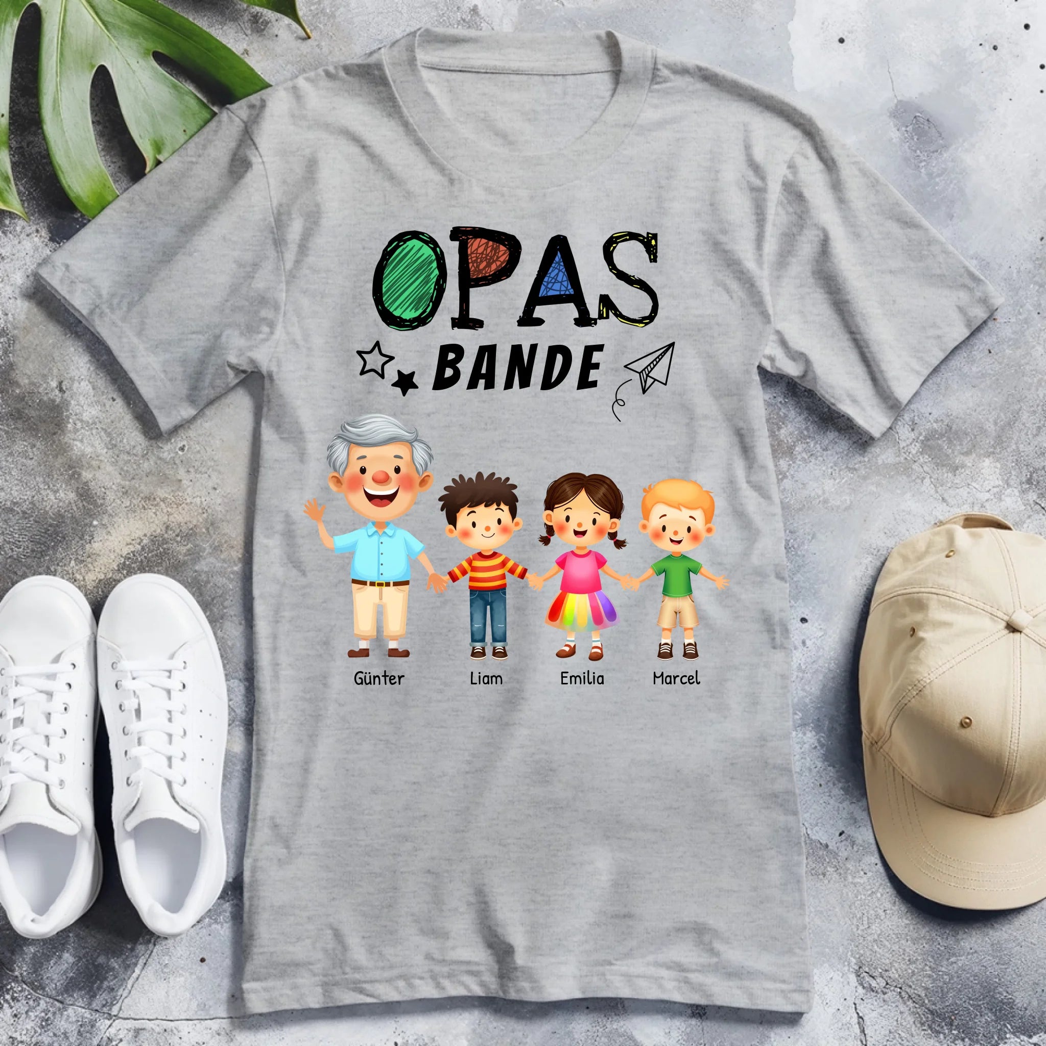 Personalisiertes T-Shirt - Opas Bande mit 1-8 Enkelkindern
