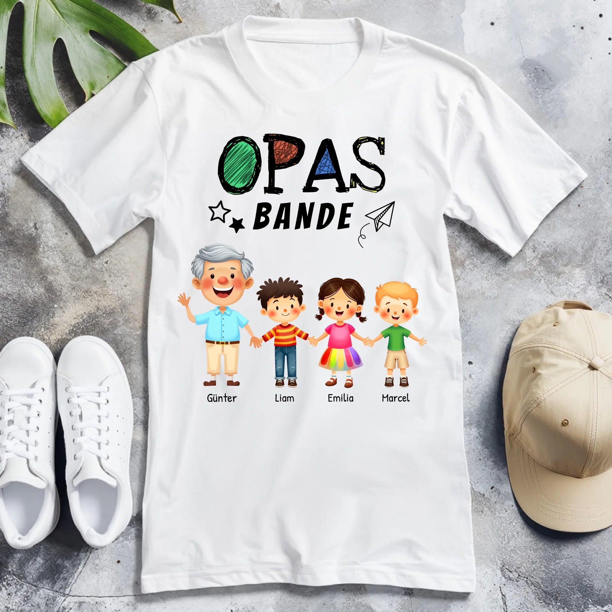 Personalisiertes T-Shirt - Opas Bande mit 1-8 Enkelkindern