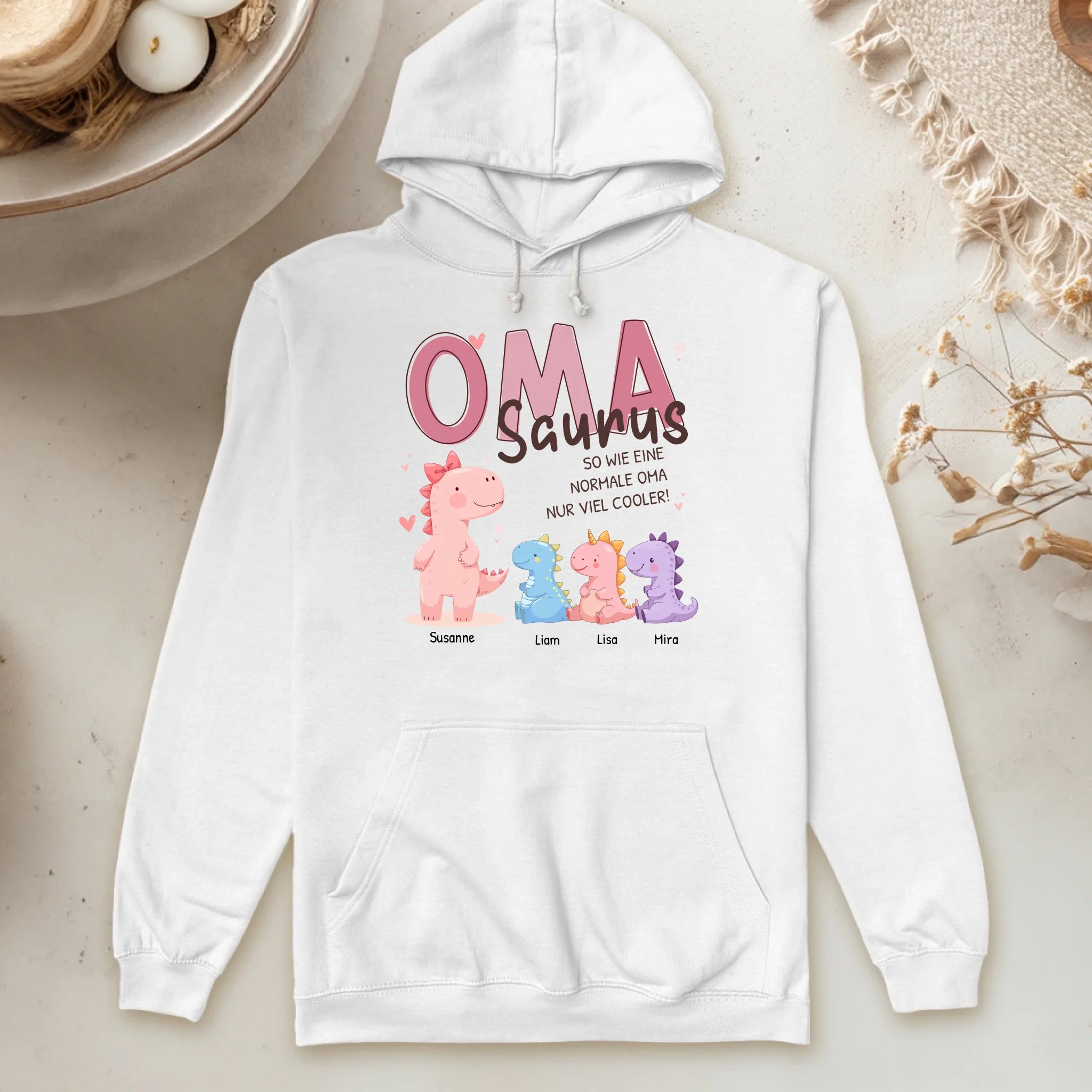 Personalisierter Hoodie - Omasaurus mit 1-10 Kindern