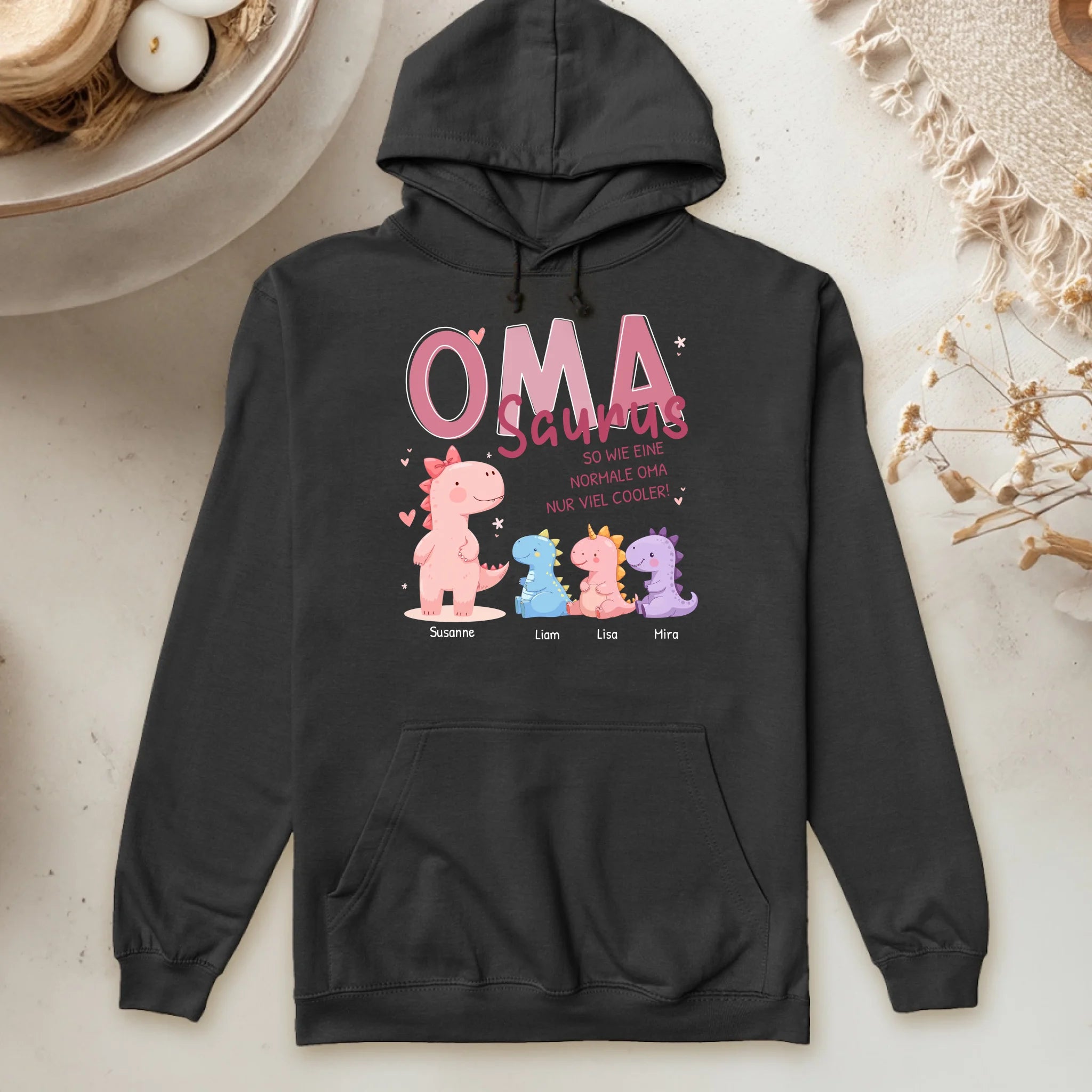 Personalisierter Hoodie - Omasaurus mit 1-10 Kindern