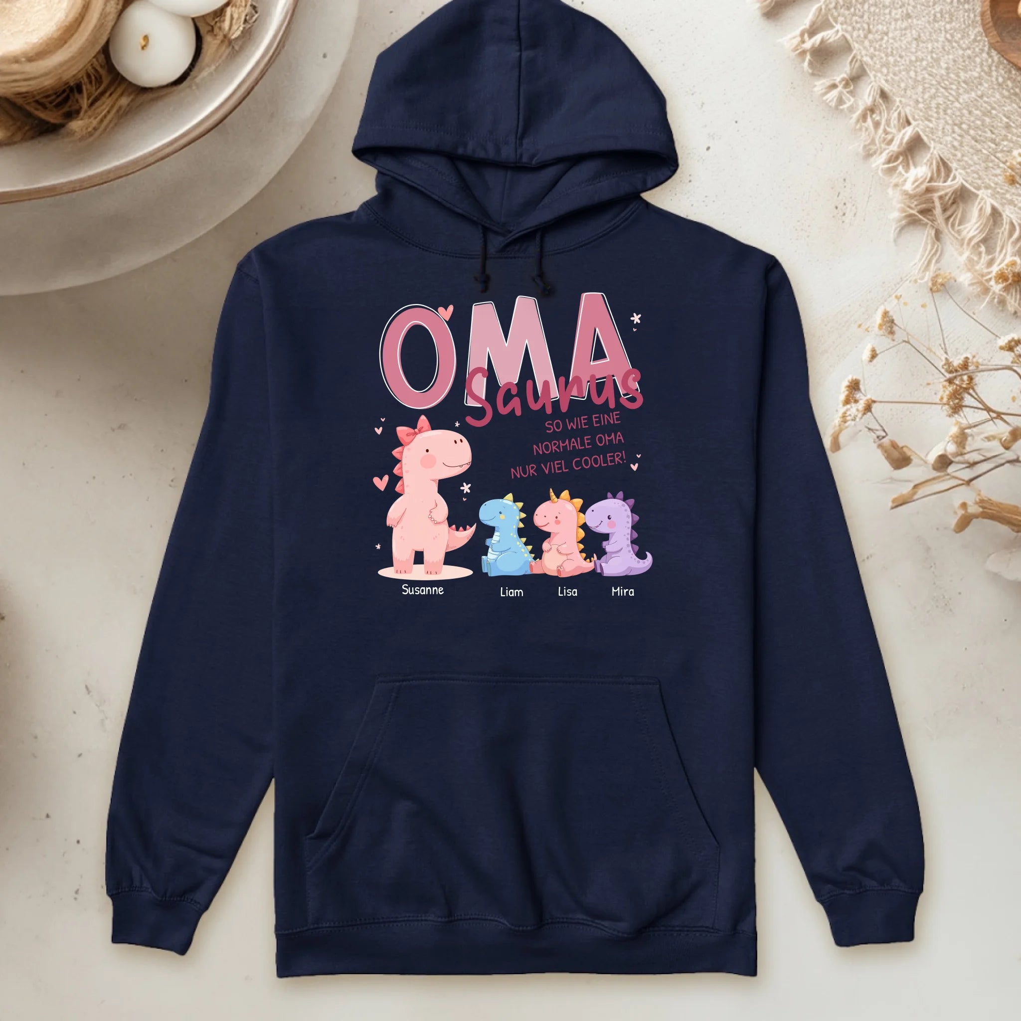 Personalisierter Hoodie - Omasaurus mit 1-10 Kindern