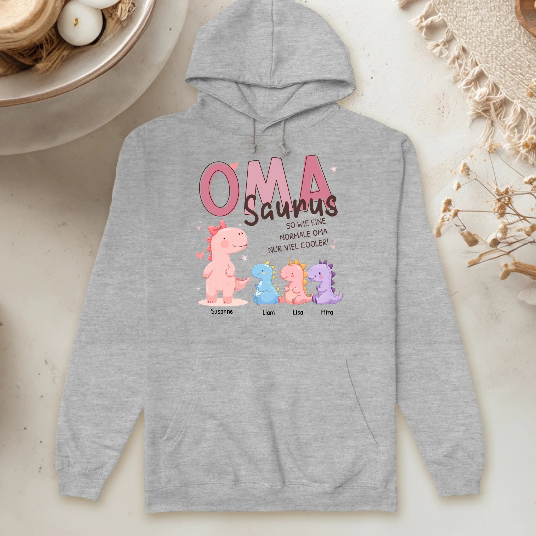 Personalisierter Hoodie - Omasaurus mit 1-10 Kindern