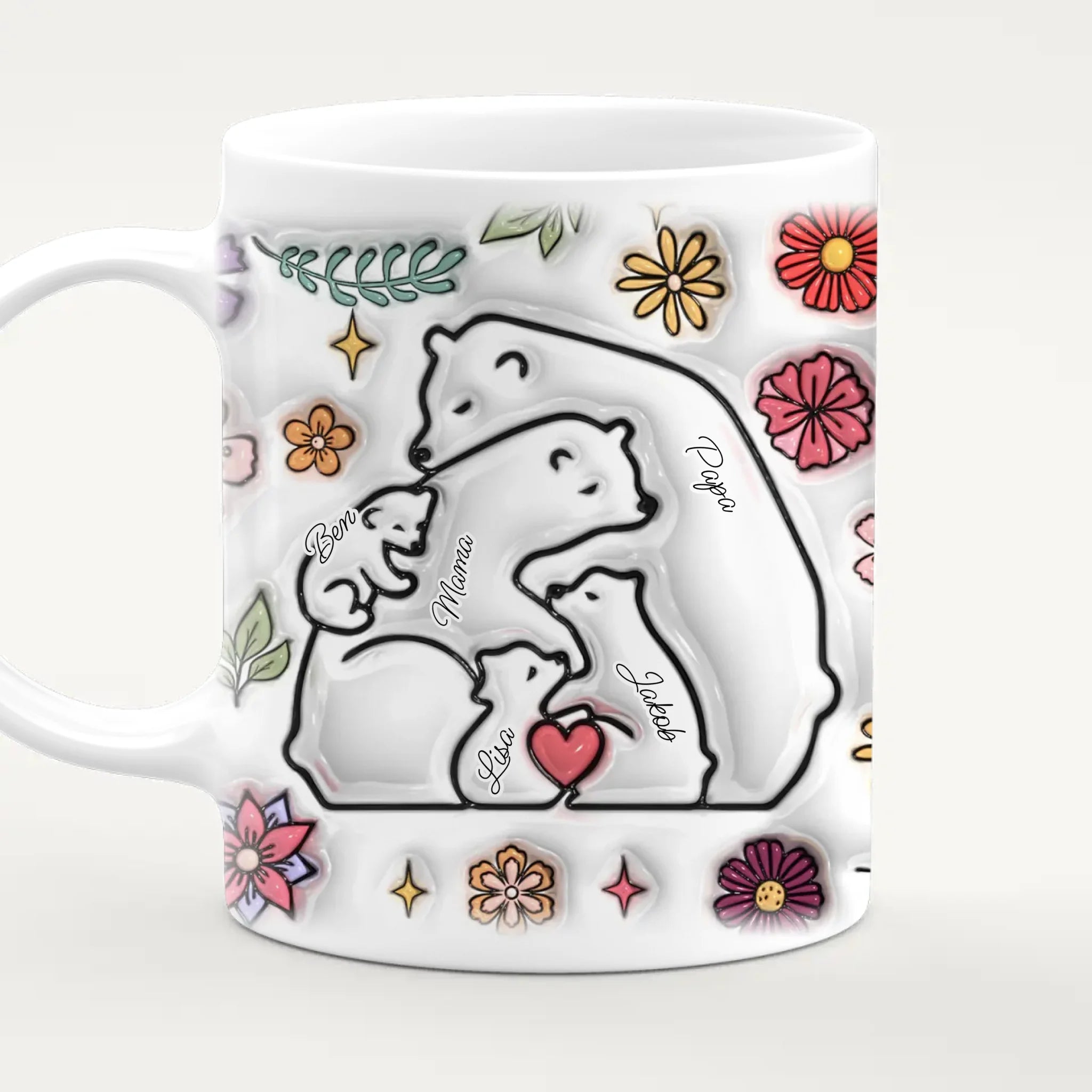 Personalisierte Tasse - Bärenfamilie mit 1-7 Kindern