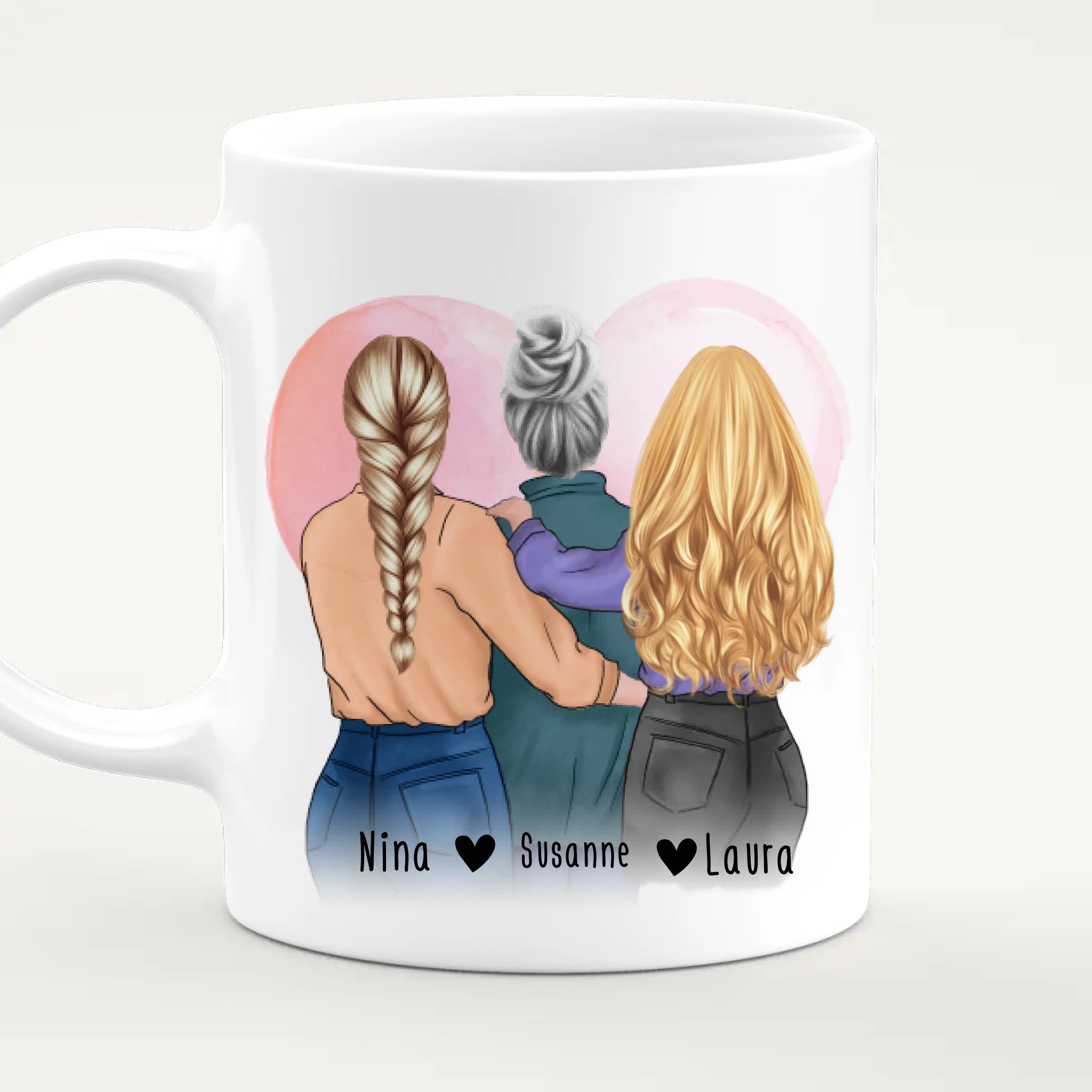 Personalisierte Tasse - Mutter/Mama + 2 Töchter (stehend)