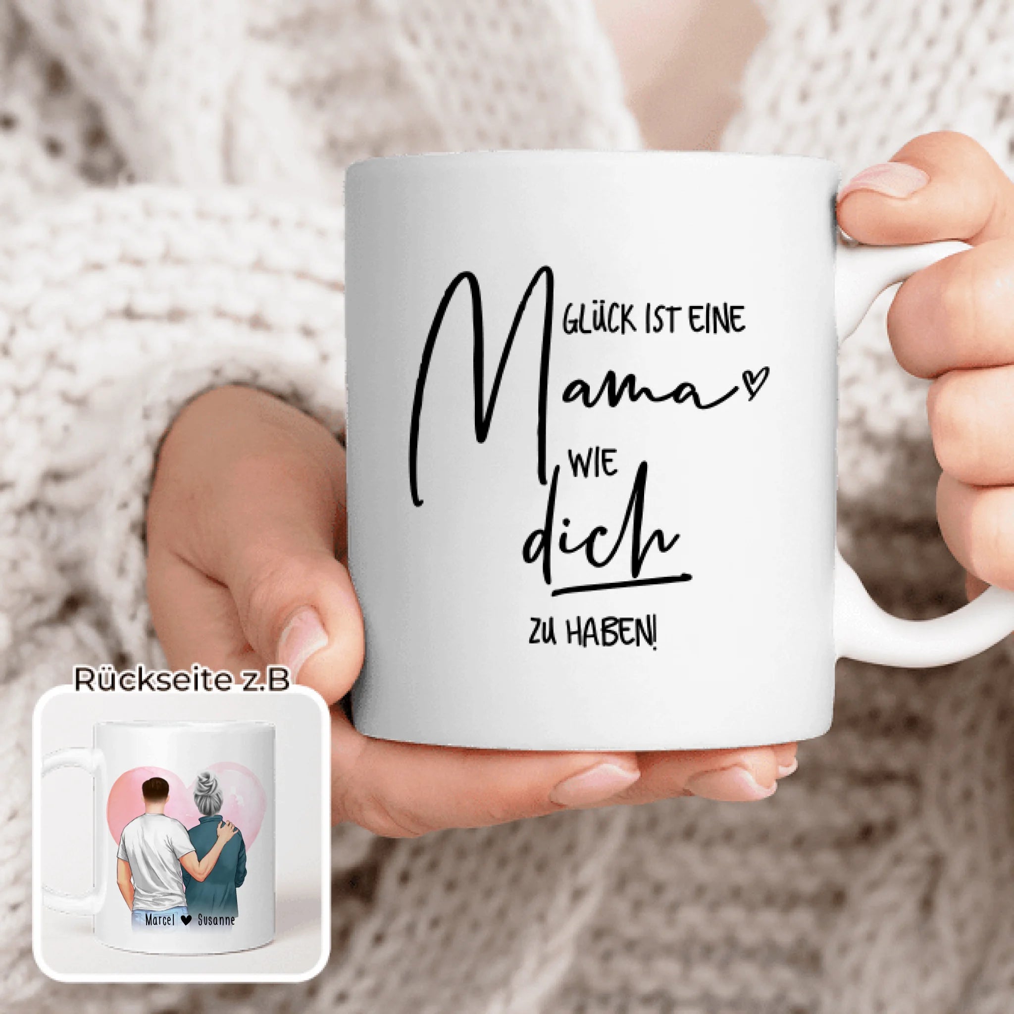 Personalisierte Tasse - Mutter/Mama + Sohn (stehend)