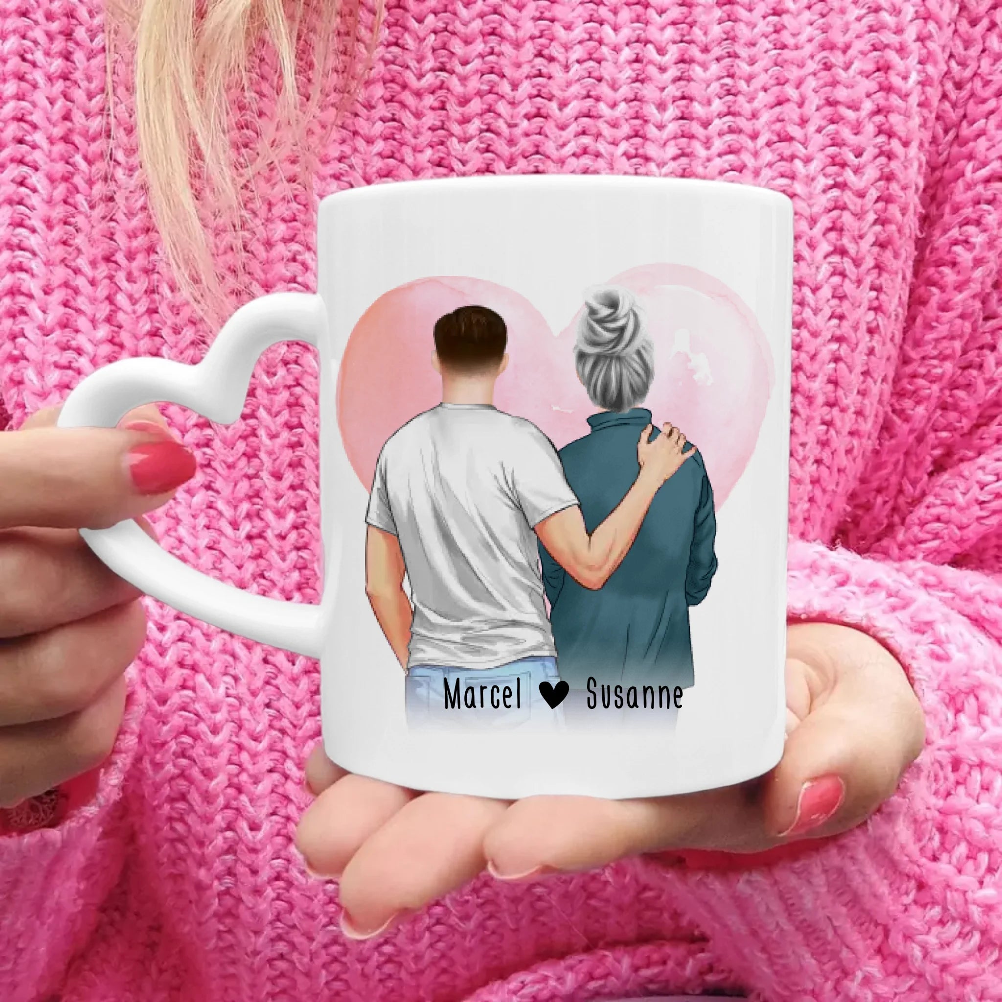 Personalisierte Tasse - Mutter/Mama + Sohn (stehend)