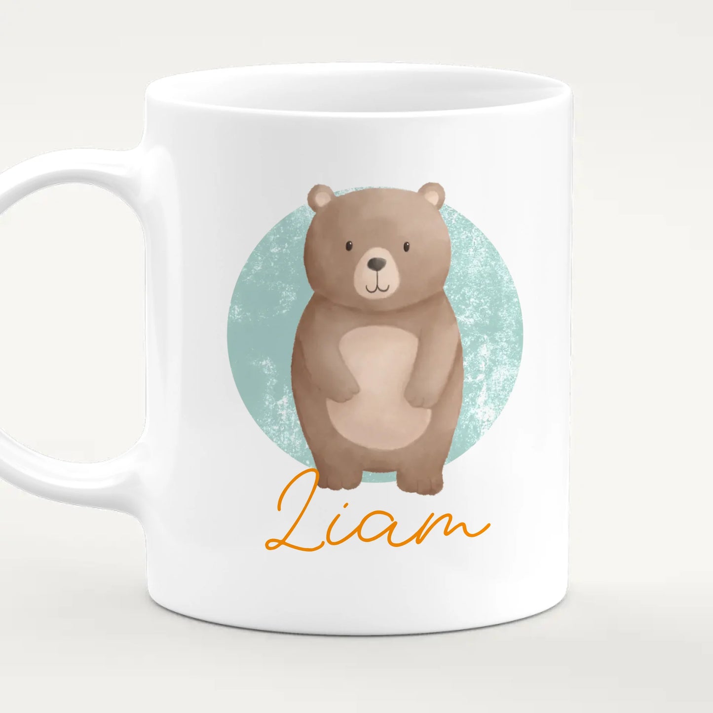 Personalisierte Kindertasse mit Jungletier und Namen