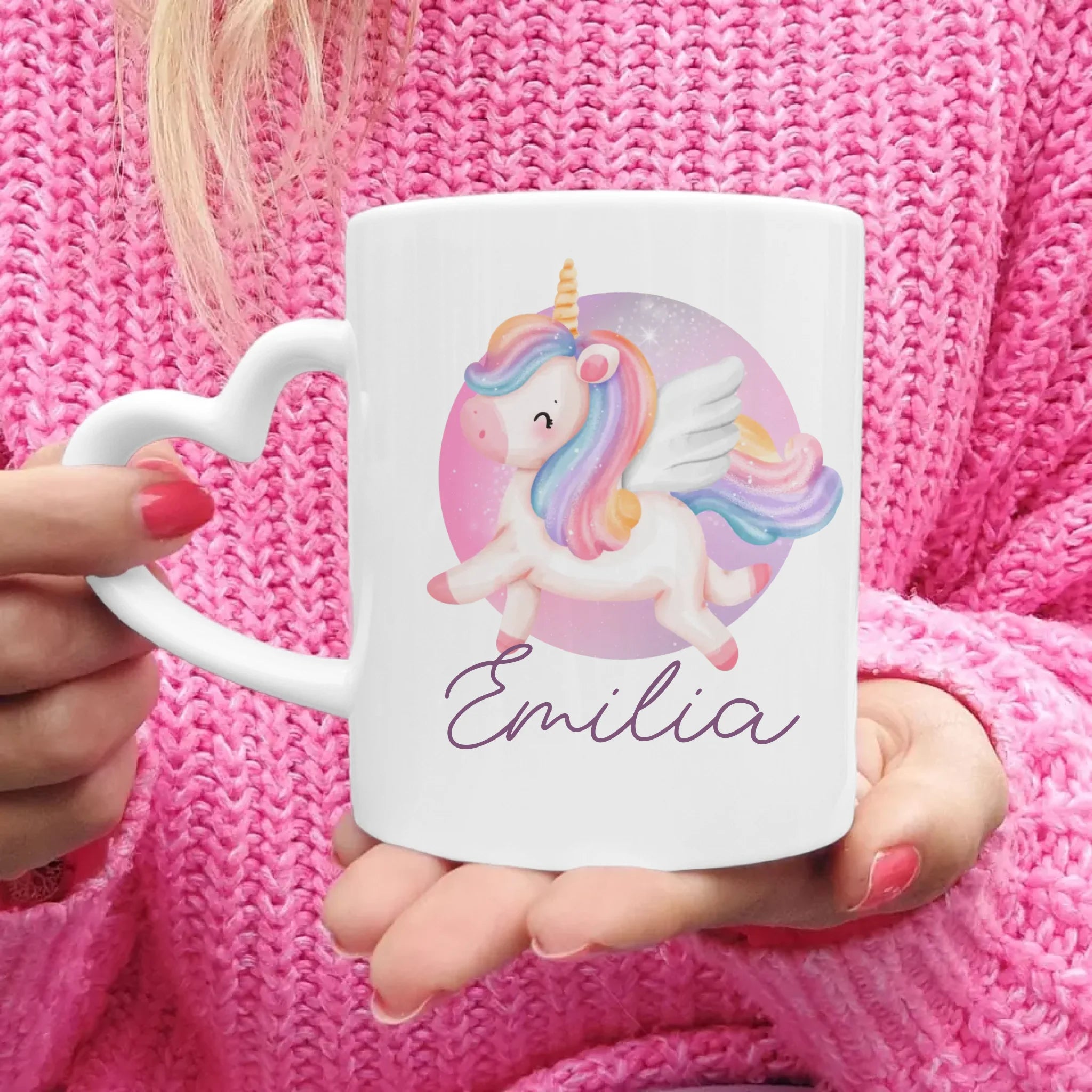 Personalisierte Kindertasse mit Einhorn und Namen
