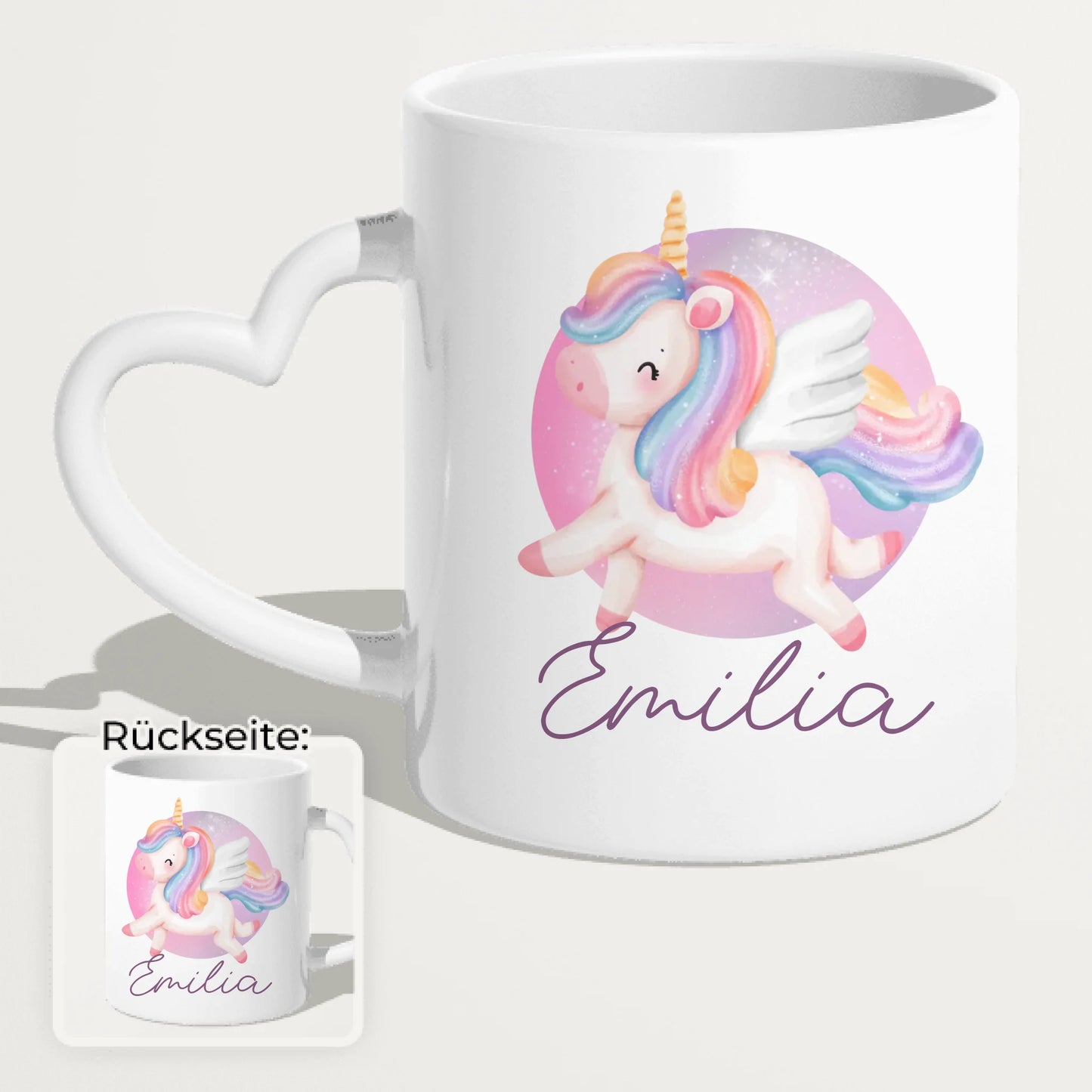 Personalisierte Kindertasse mit Einhorn und Namen