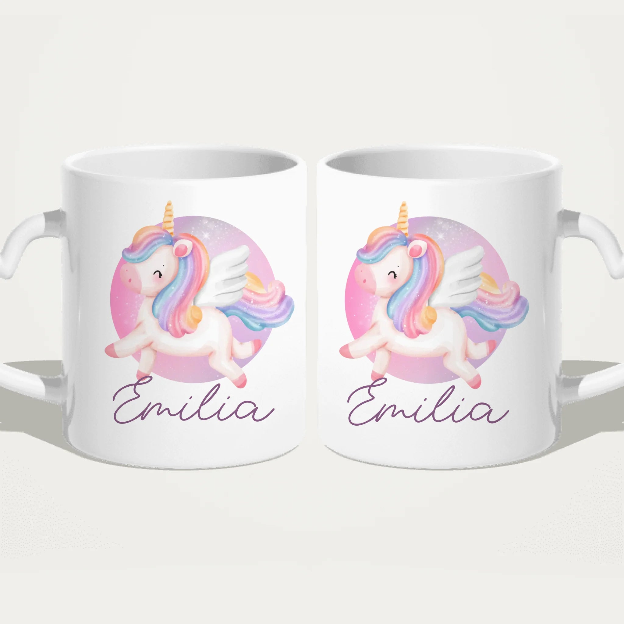Personalisierte Kindertasse mit Einhorn und Namen